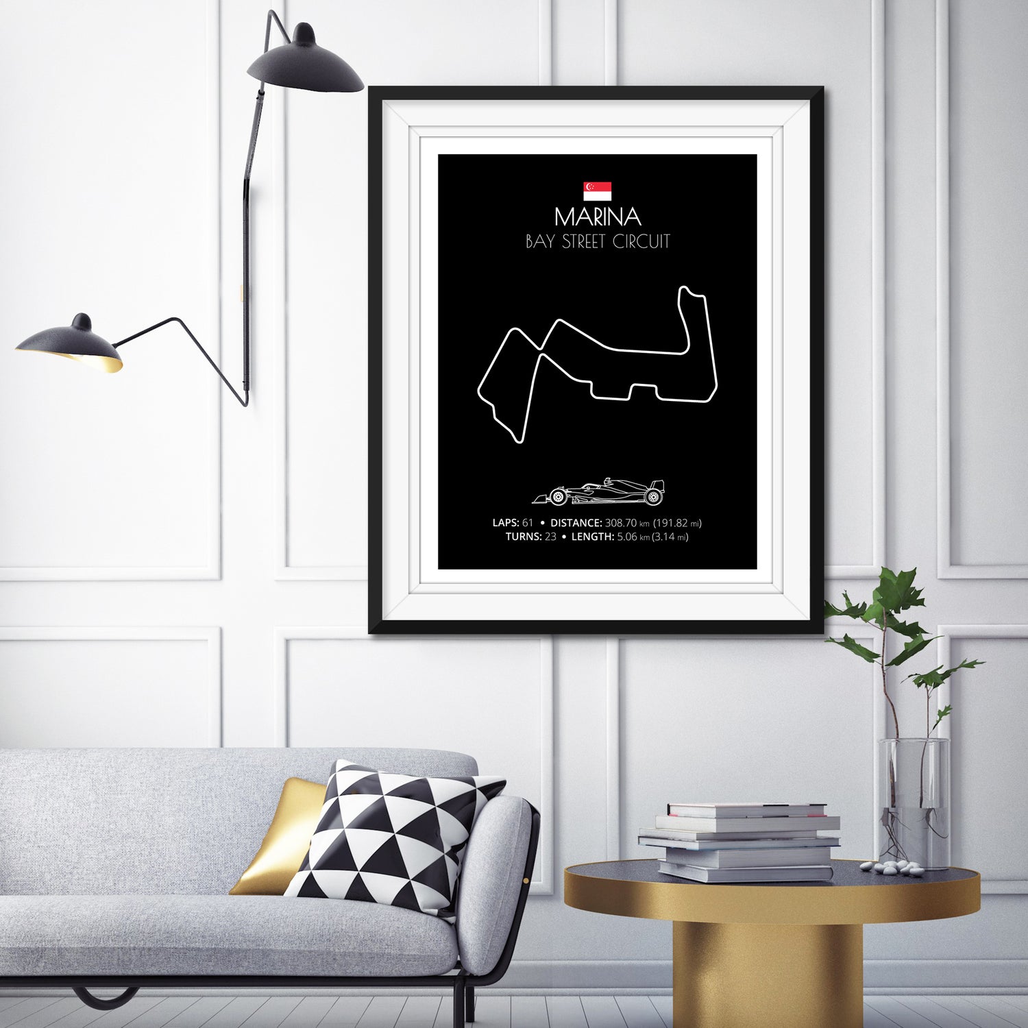 Marina Bay Street Circuit (Singapore) F1 Formula 1 Race Track Poster