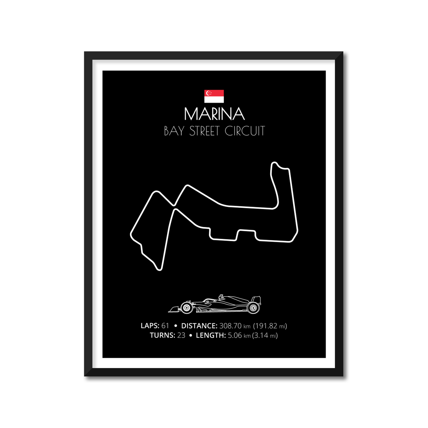 Marina Bay Street Circuit (Singapore) F1 Formula 1 Race Track Poster