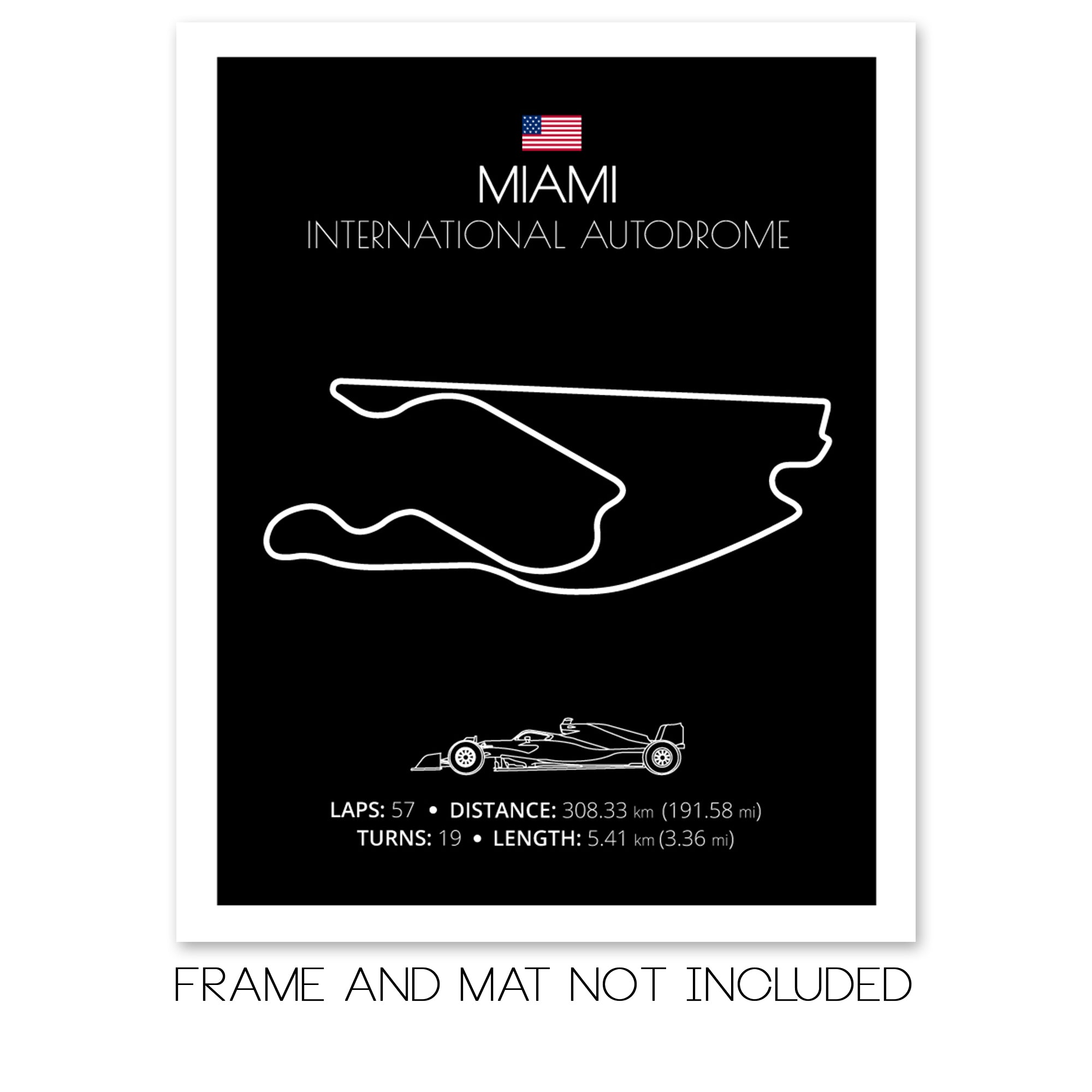 Miami International Autodrome (Florida, USA) F1 Formula 1 Race Track Poster