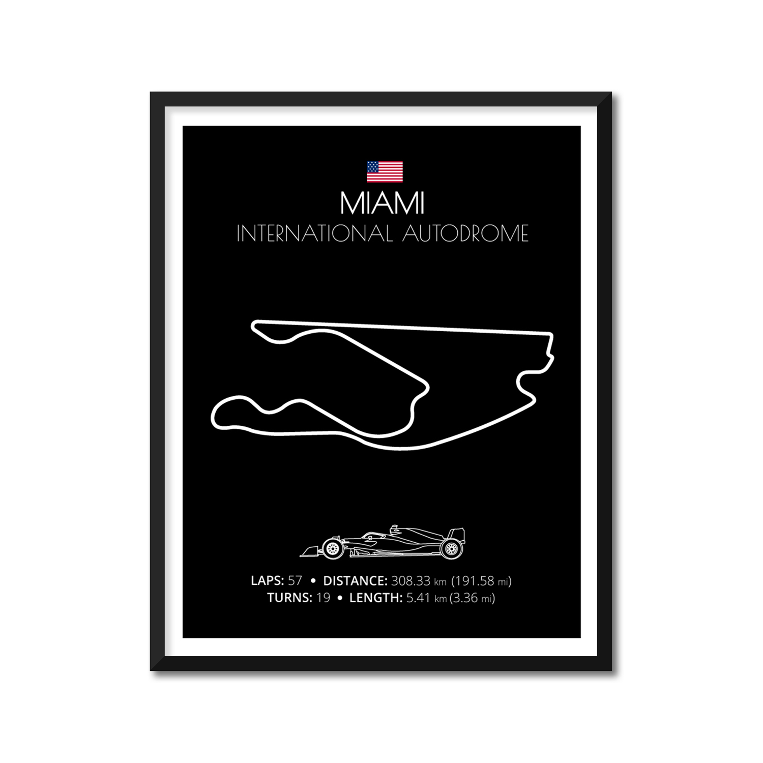 Miami International Autodrome (Florida, USA) F1 Formula 1 Race Track Poster