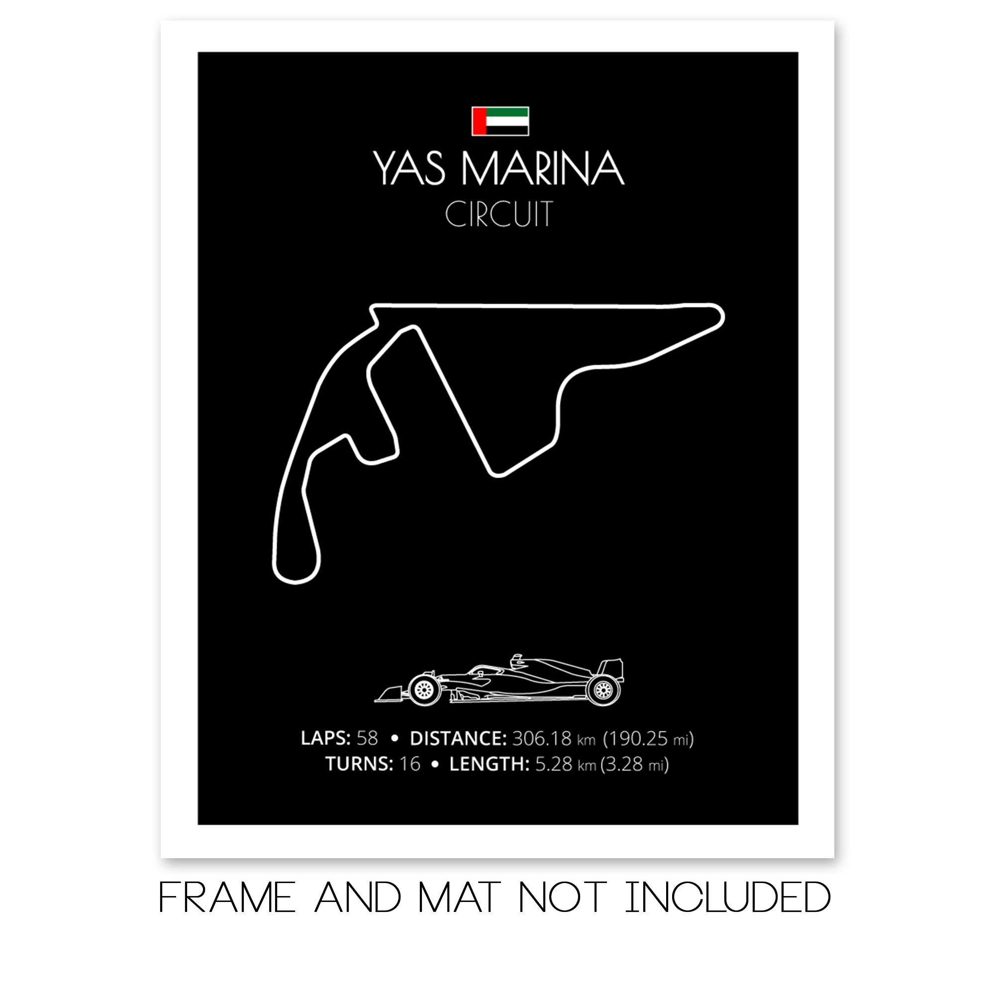 Yas Marina Circuit (Yas Island, Abu Dhabi) F1 Formula 1 Race Track Poster