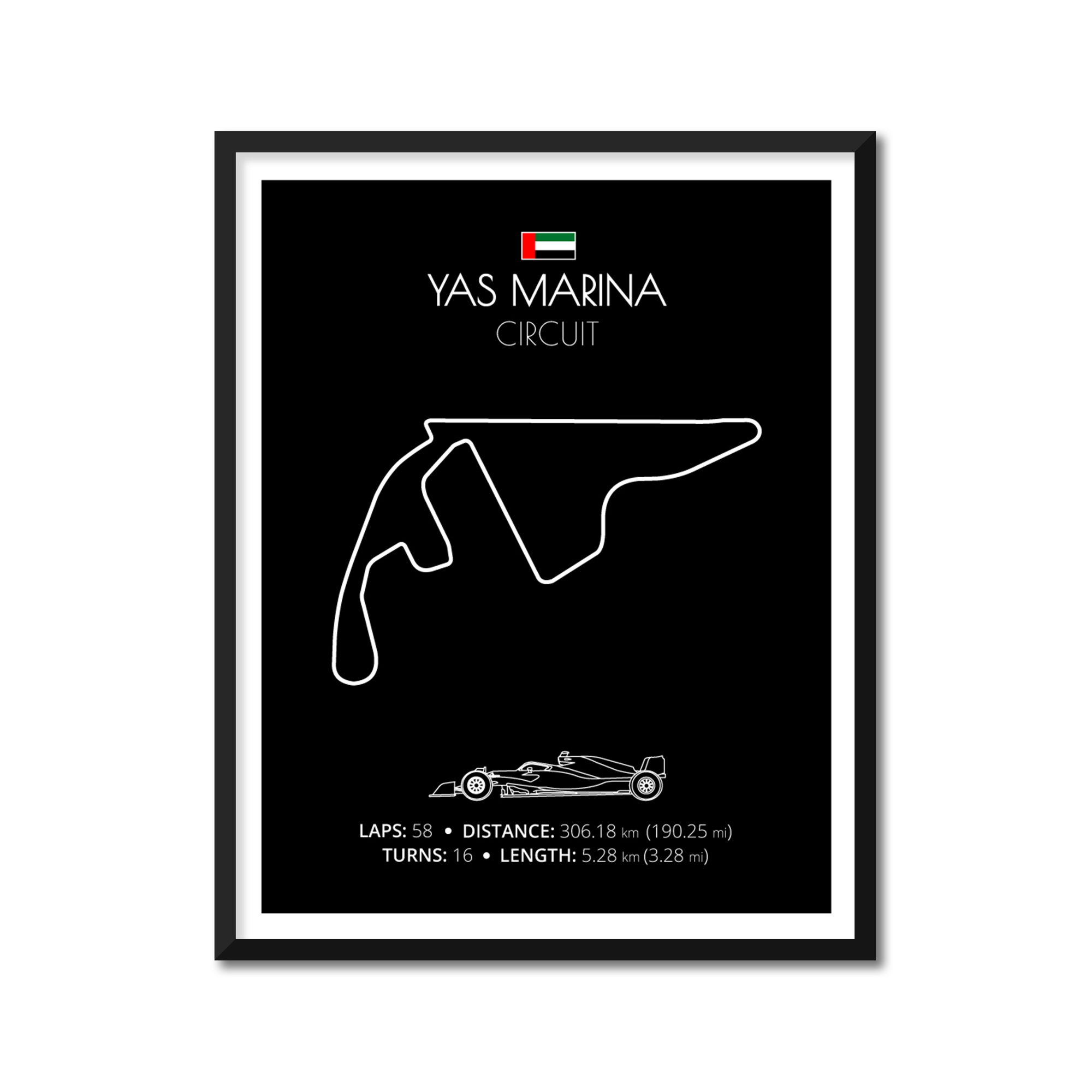 Yas Marina Circuit (Yas Island, Abu Dhabi) F1 Formula 1 Race Track Poster