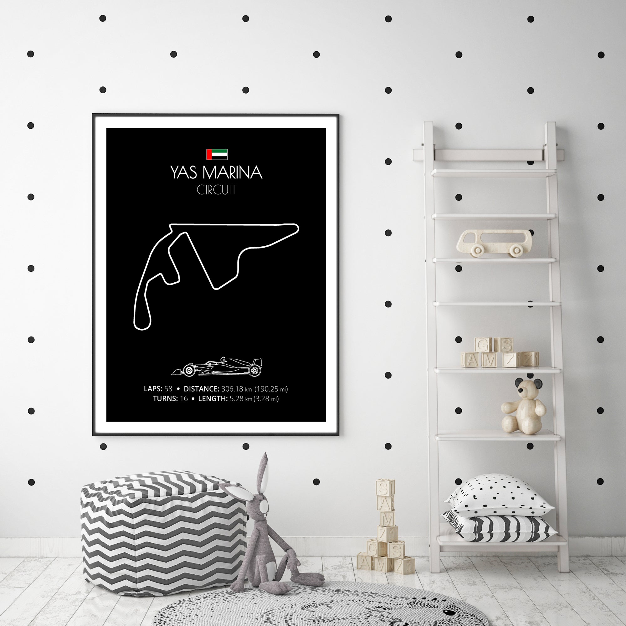 Yas Marina Circuit (Yas Island, Abu Dhabi) F1 Formula 1 Race Track Poster