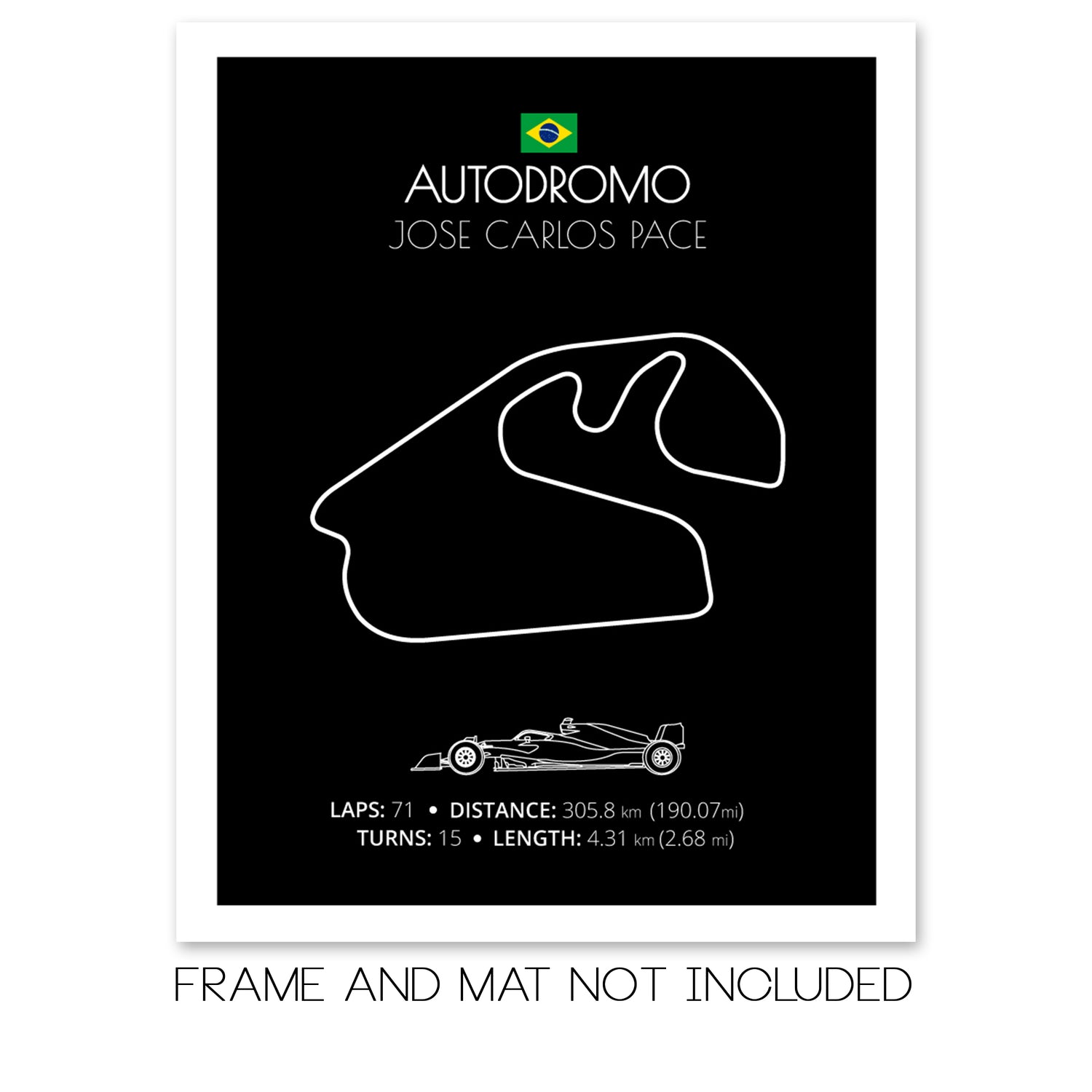 Autodromo Jose Carlos Pace (São Paulo, Brazil) F1 Formula 1 Race Track Poster