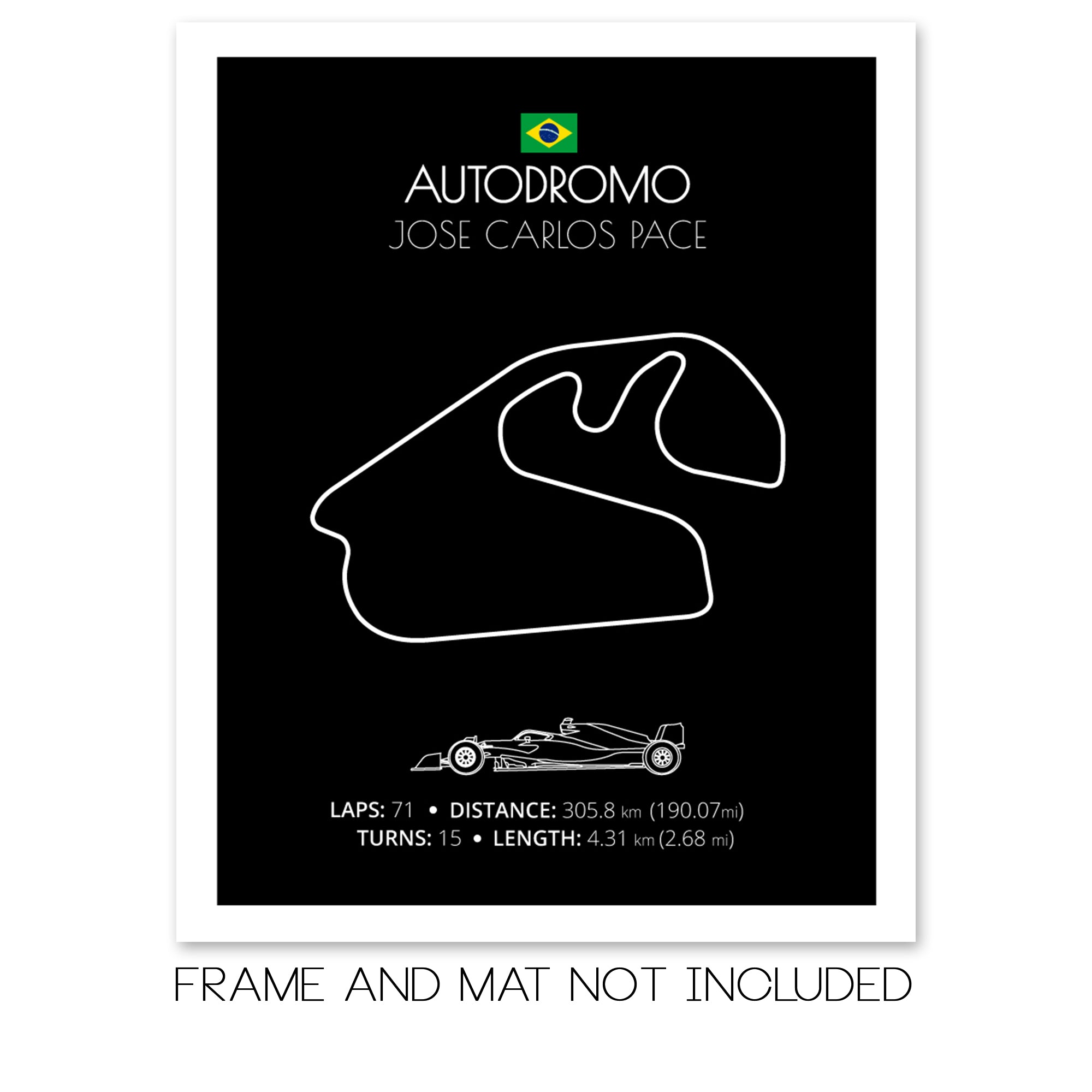 Autodromo Jose Carlos Pace (São Paulo, Brazil) F1 Formula 1 Race Track Poster