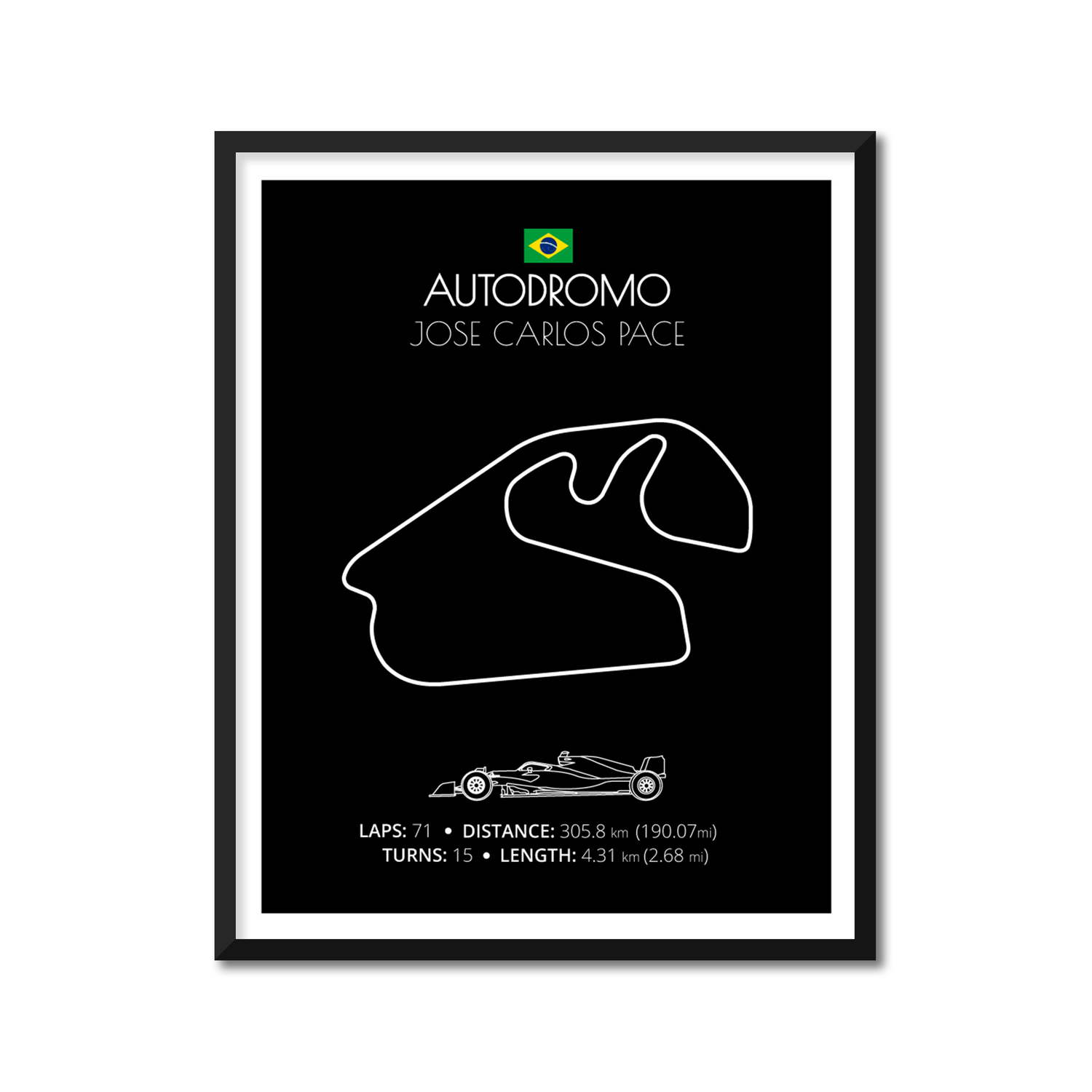 Autodromo Jose Carlos Pace (São Paulo, Brazil) F1 Formula 1 Race Track Poster