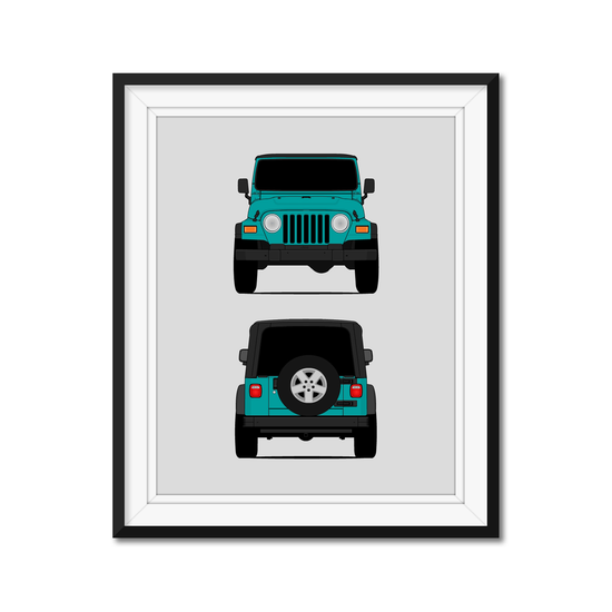 Jeep Wrangler TJ (1997-2006) 2nd Generation (Front and Rear) Poster
