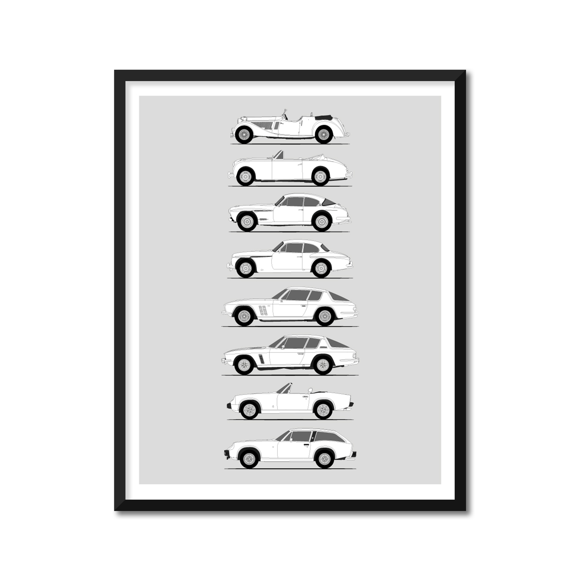 Jensen Generations History and Evolution Poster (Side Profile)