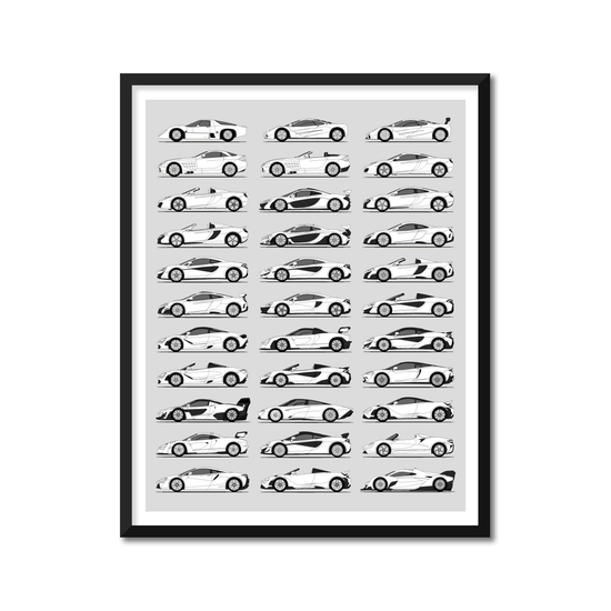 Mclaren Generations History and Evolution Poster (Side Profile)