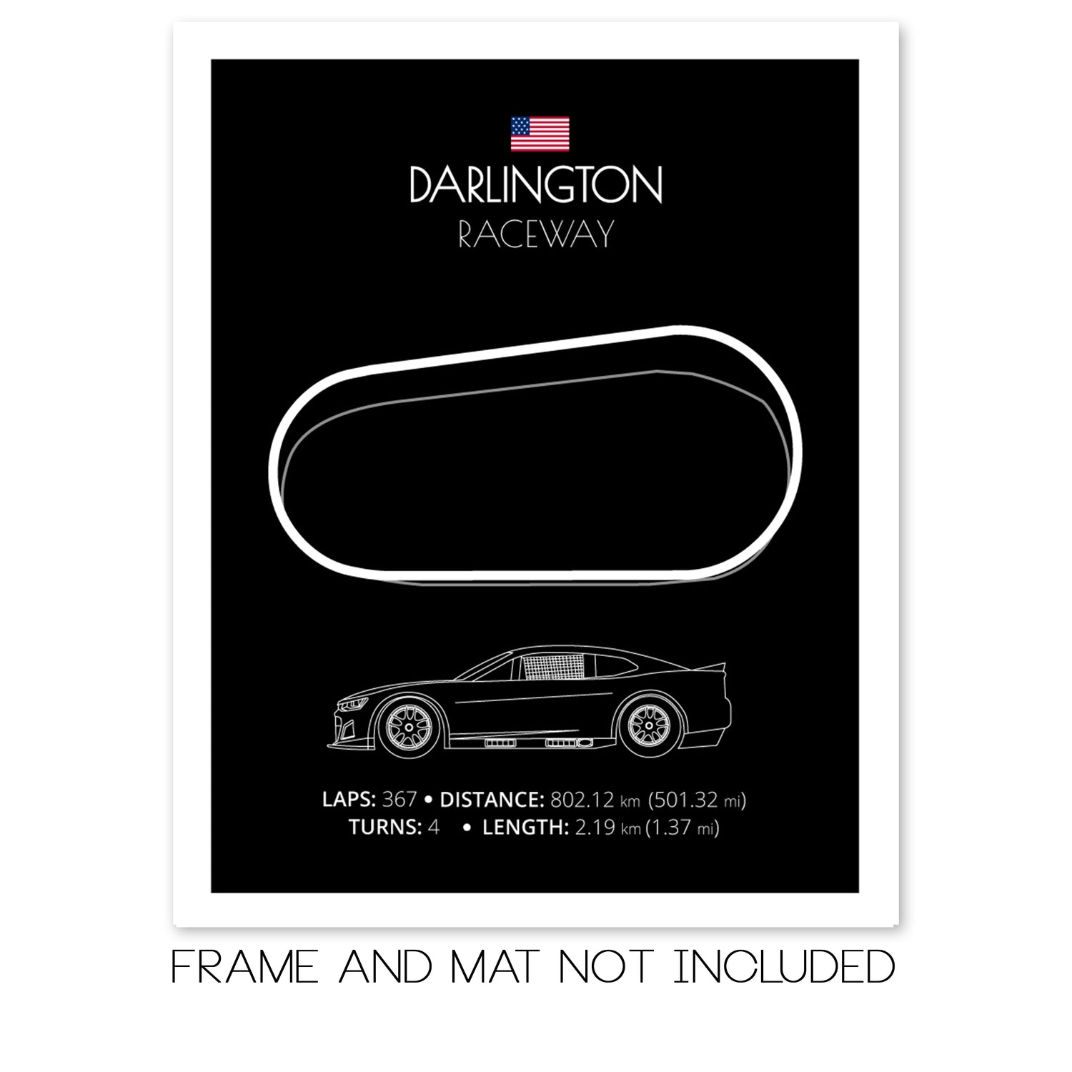 Darlington Raceway NASCAR Race Track Poster