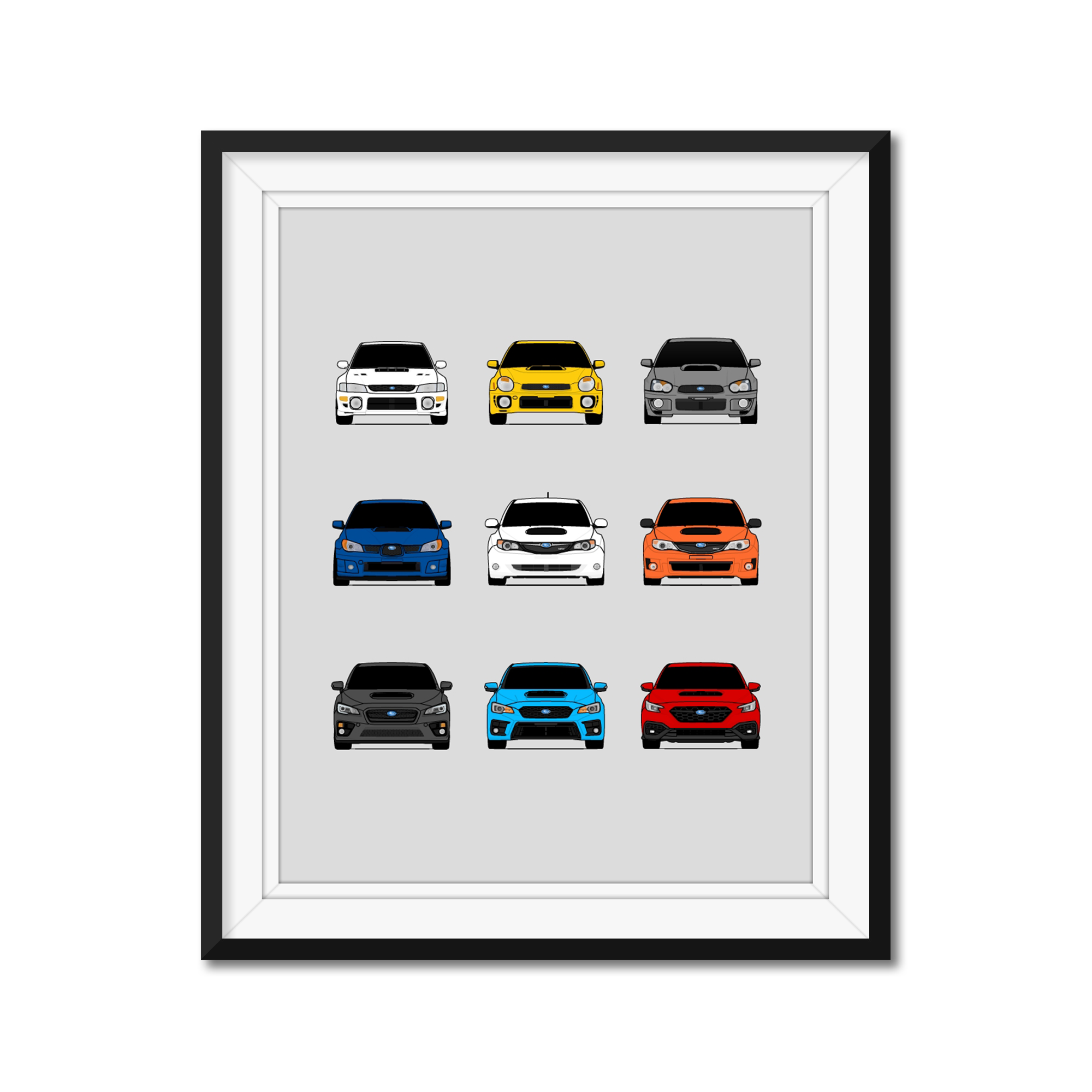 Subaru WRX Impreza Generations History and Evolution – Custom Car Posters 