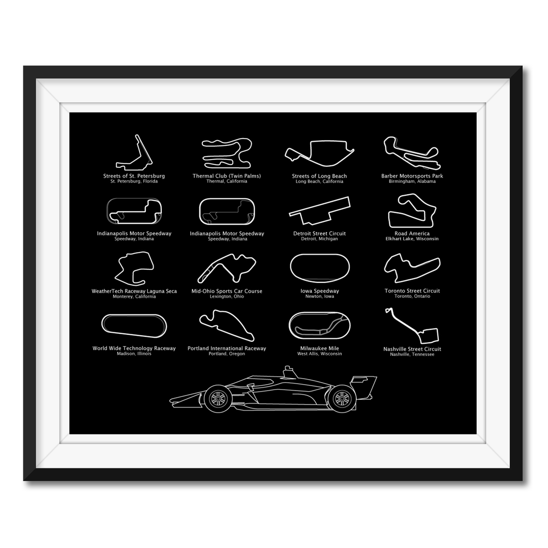 IndyCar Series 2024 Race Track Poster – Custom Car Posters