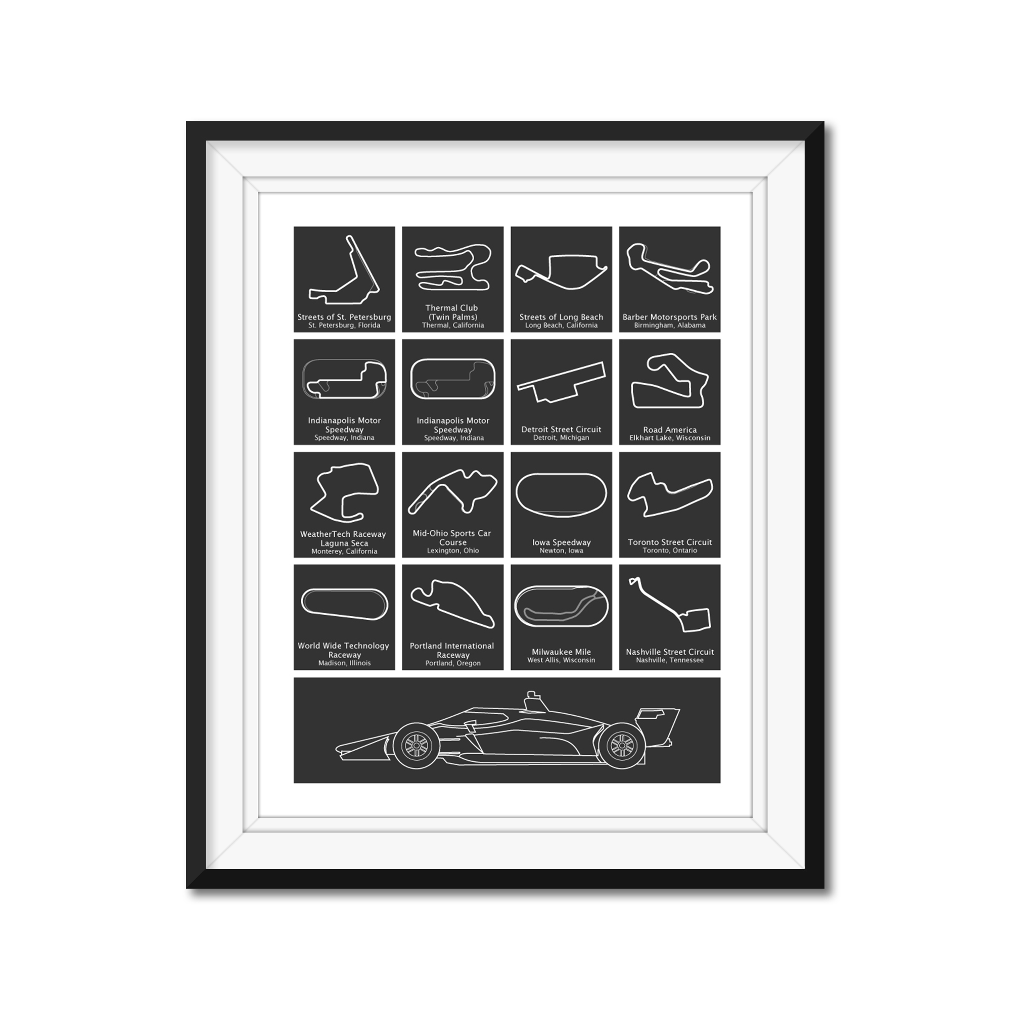 IndyCar Series 2024 Race Track Poster – Custom Car Posters