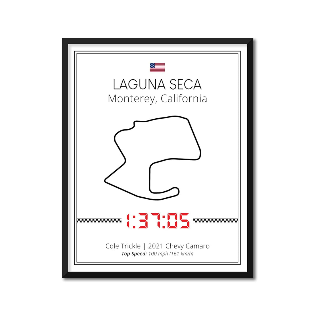 Personalizable Race Track Poster - Handmade Customizable Track Day Racing Print (Lap Time Included)