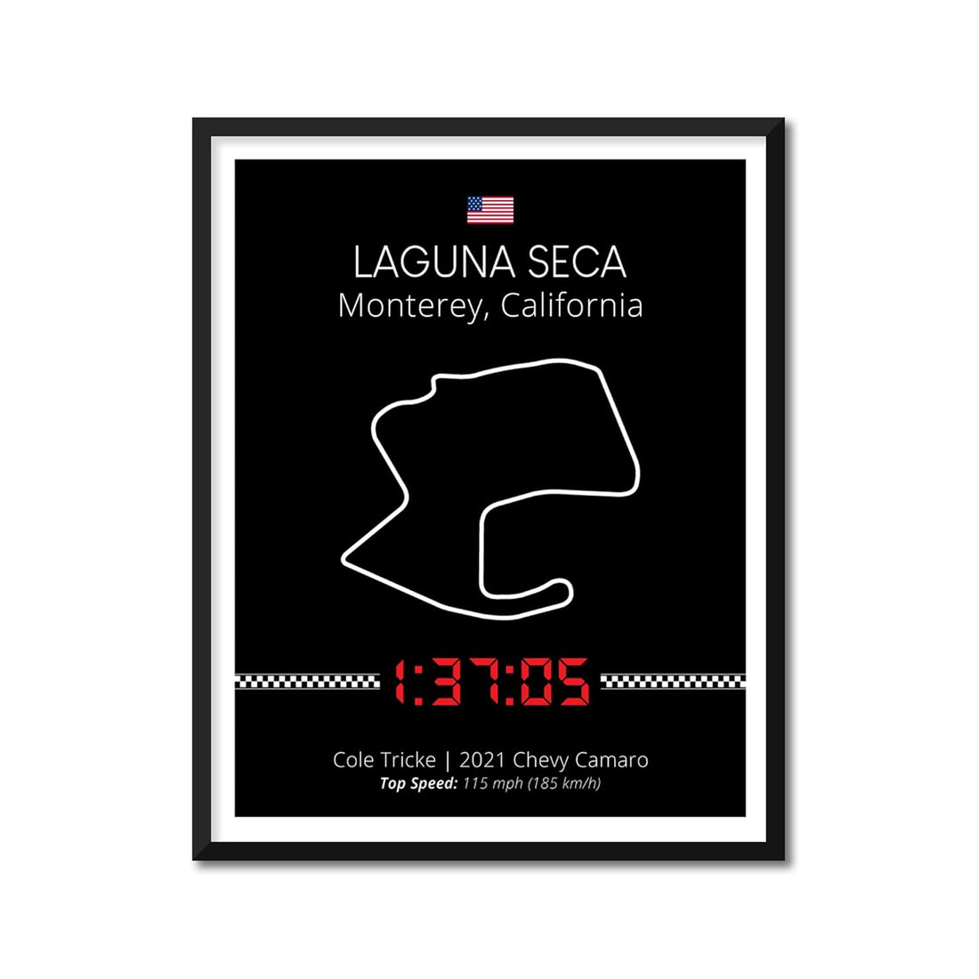 Personalizable Race Track Poster - Handmade Customizable Track Day Racing Print (Lap Time Included)