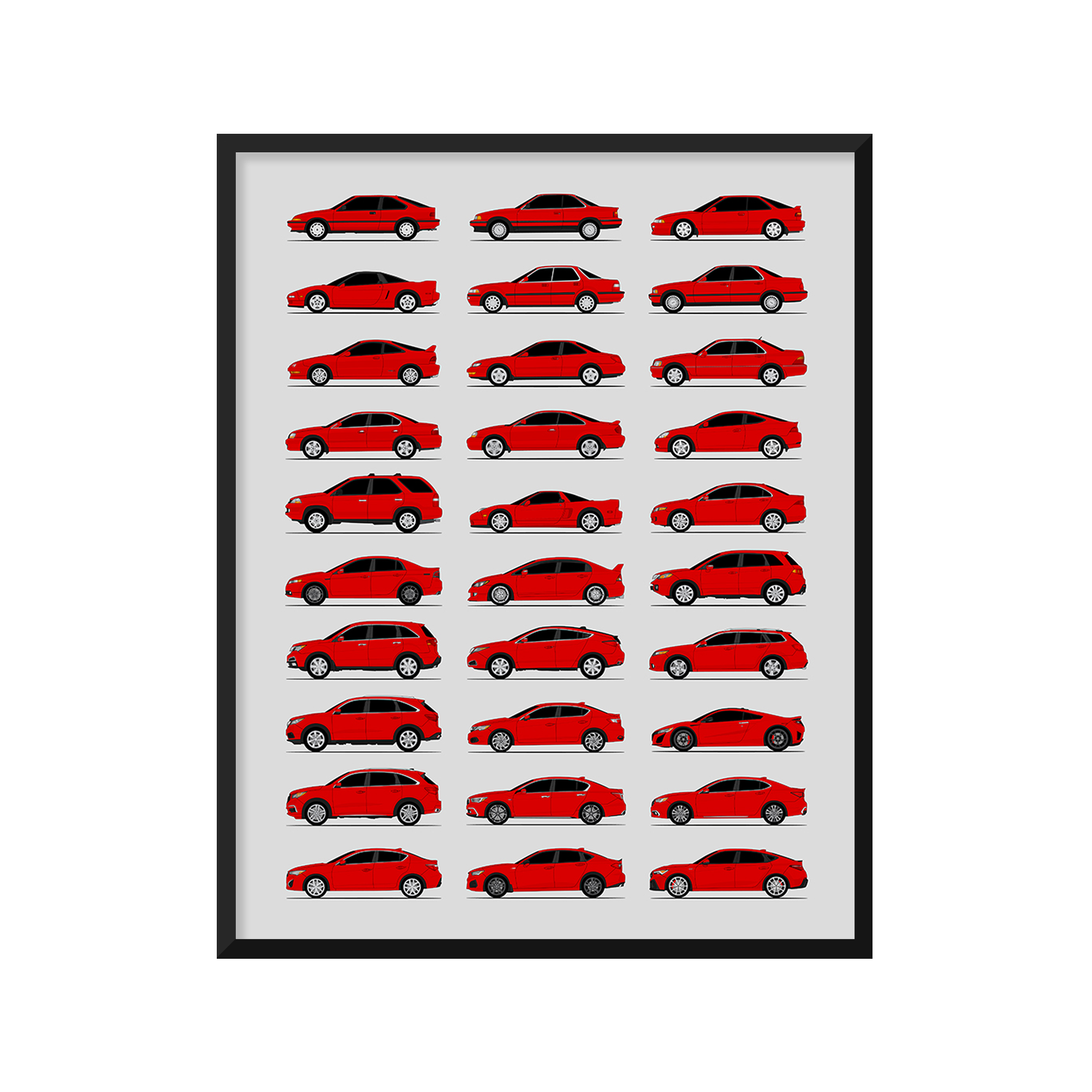 Acura History and Evolution Poster (Side Profile)