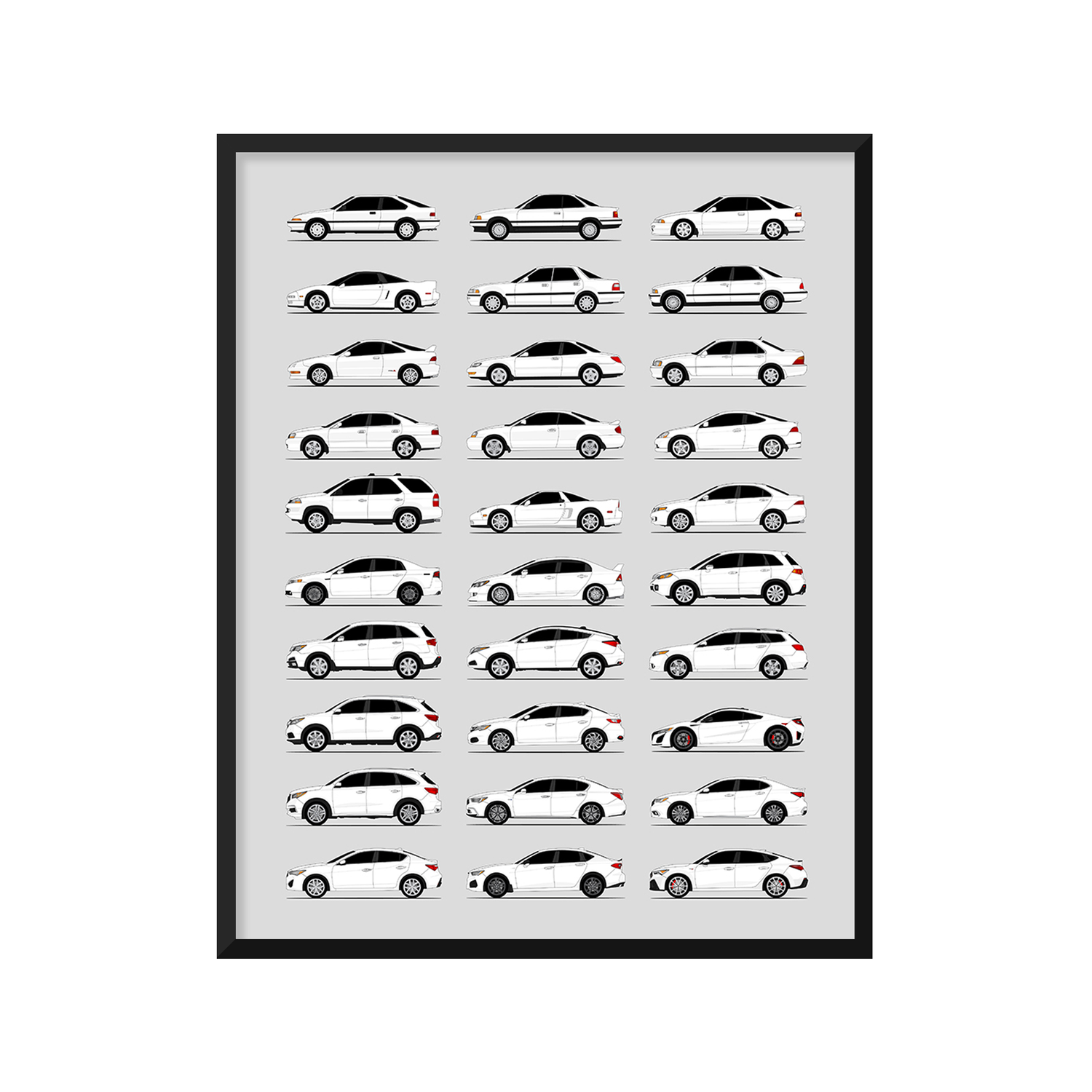 Acura History and Evolution Poster (Side Profile)