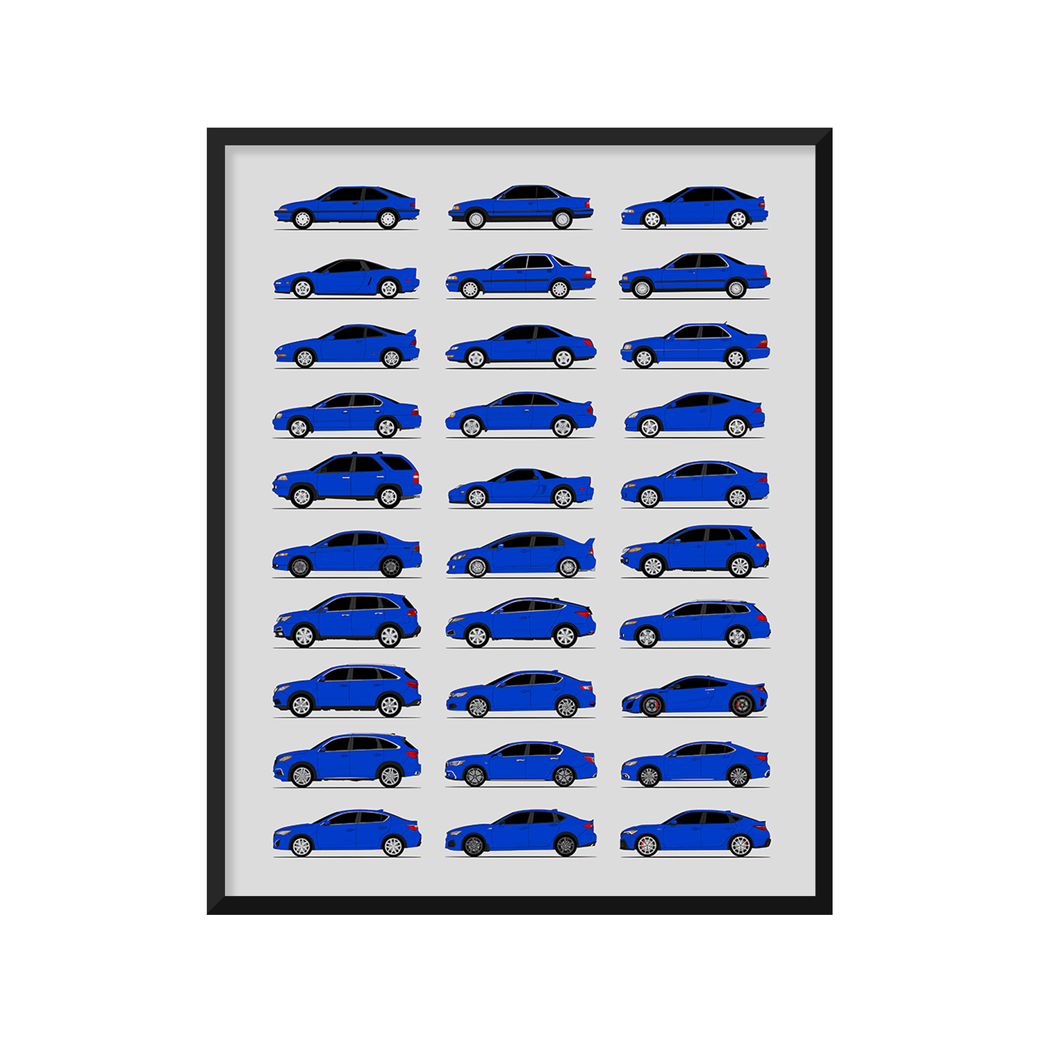 Acura History and Evolution Poster (Side Profile)