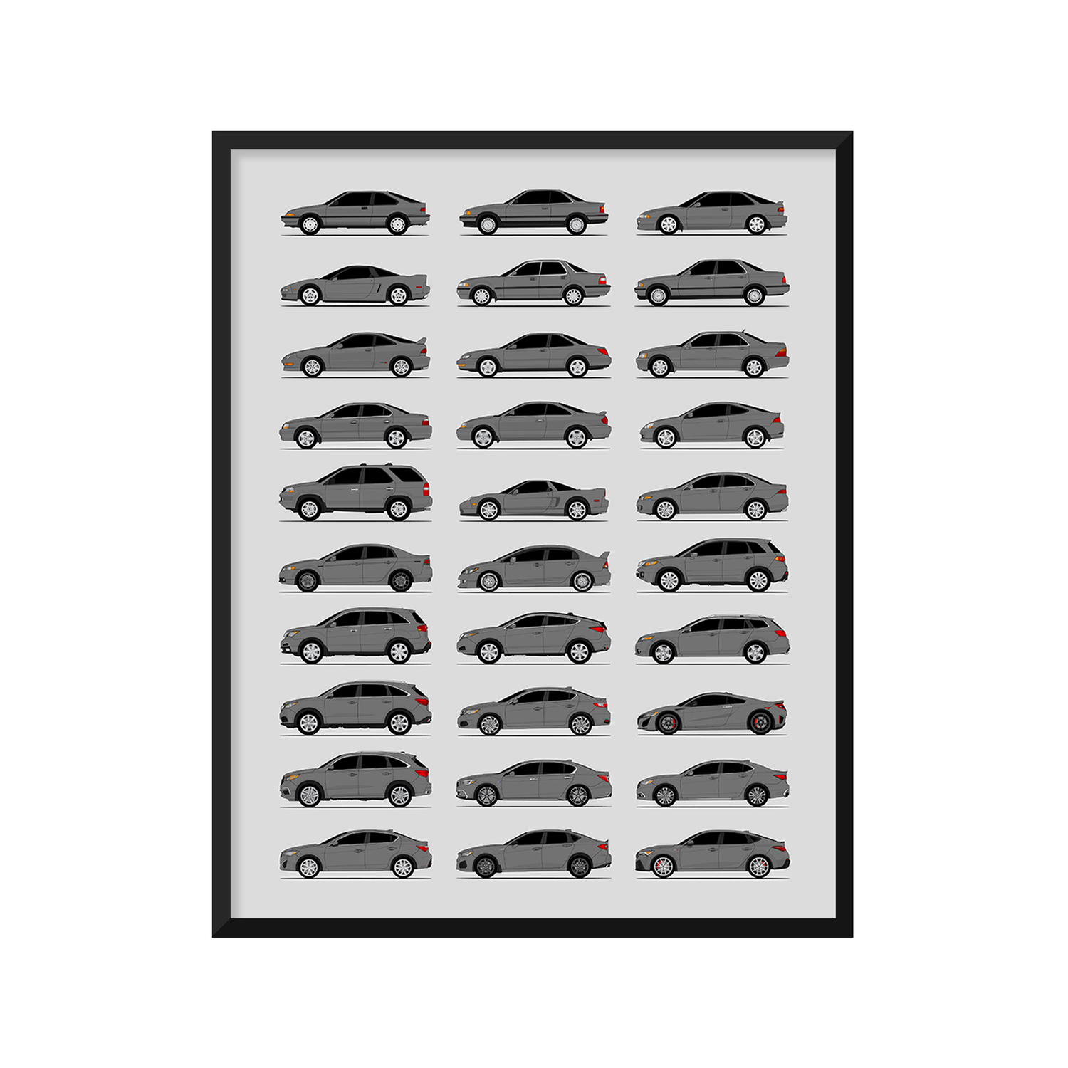 Acura History and Evolution Poster (Side Profile)