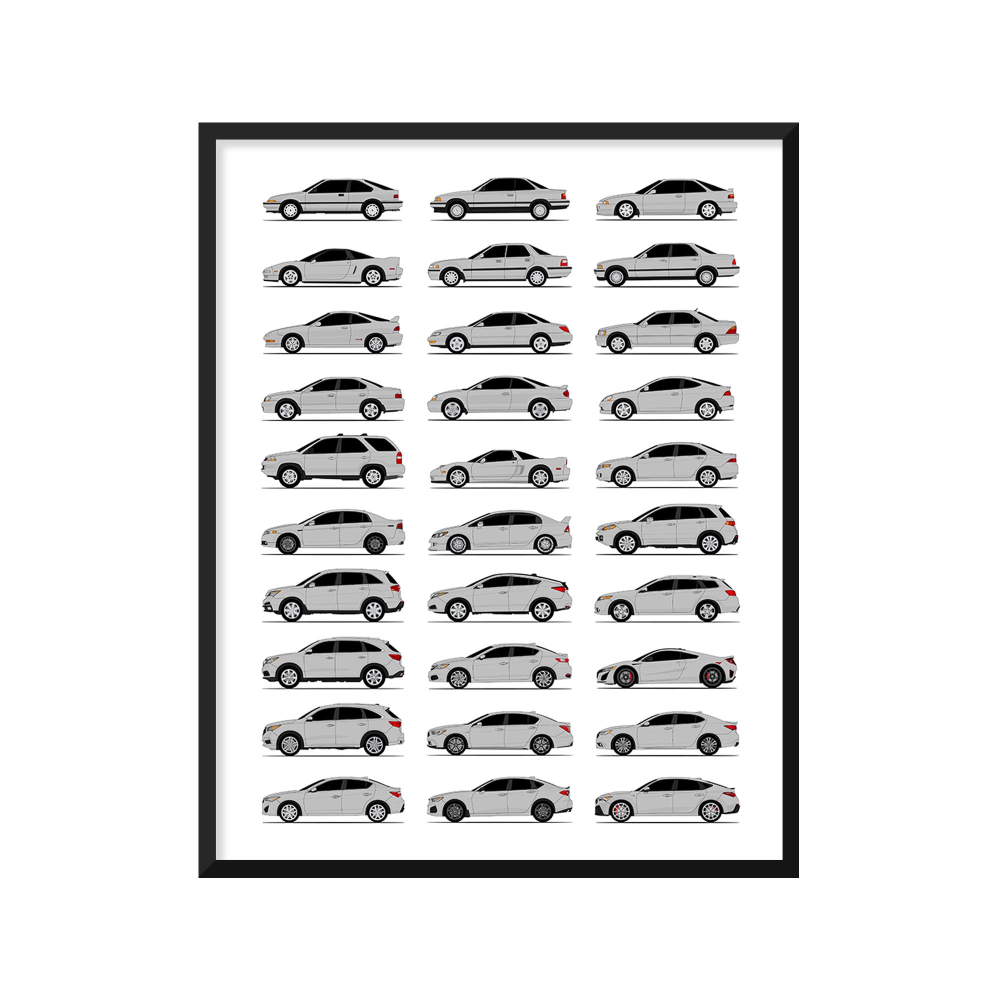 Acura History and Evolution Poster (Side Profile)