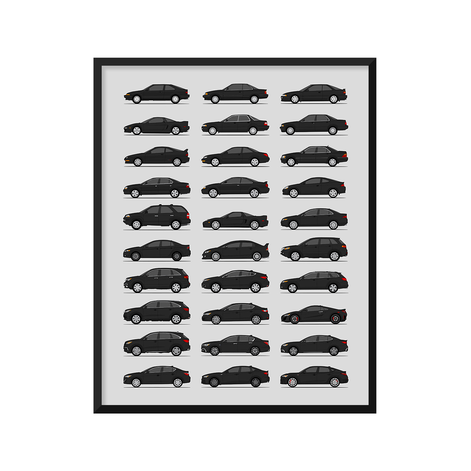 Acura History and Evolution Poster (Side Profile)