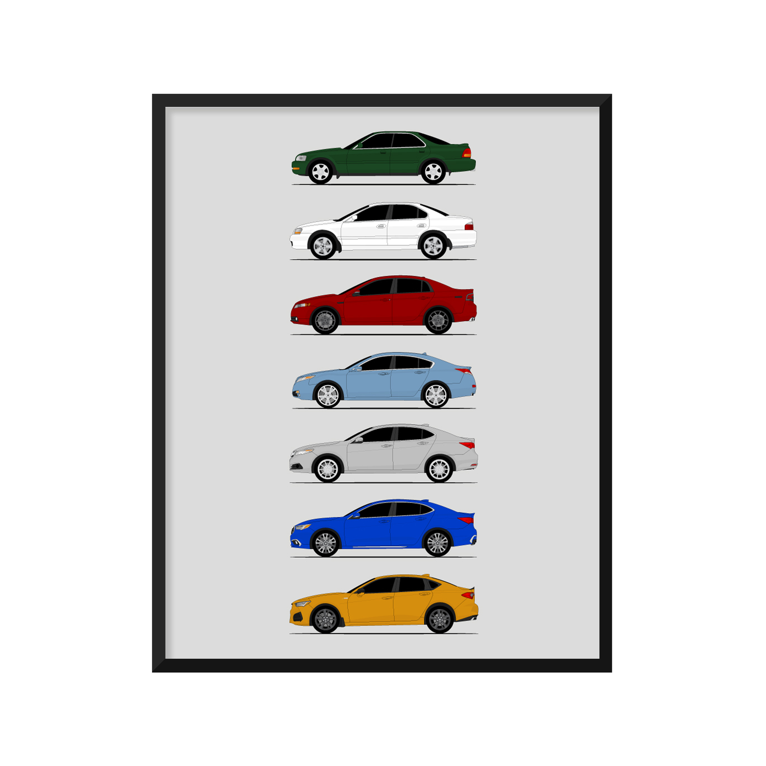 Acura TL TLX History and Evolution Poster (Side Profile)