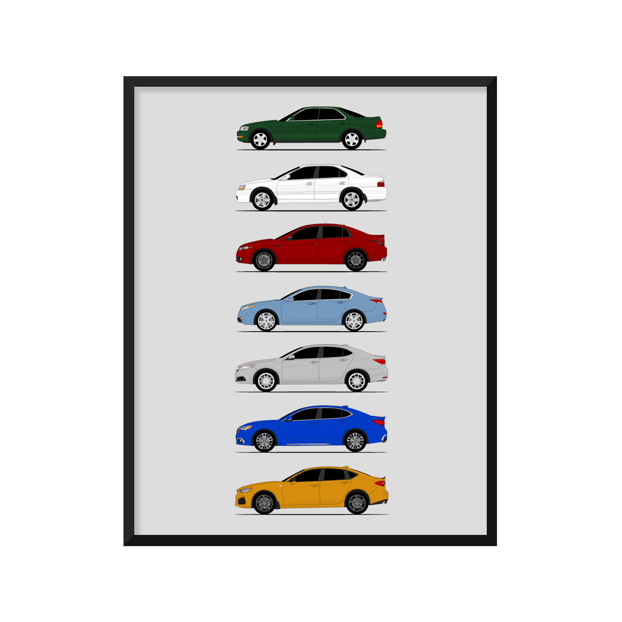 Acura TL TLX History and Evolution Poster (Side Profile)