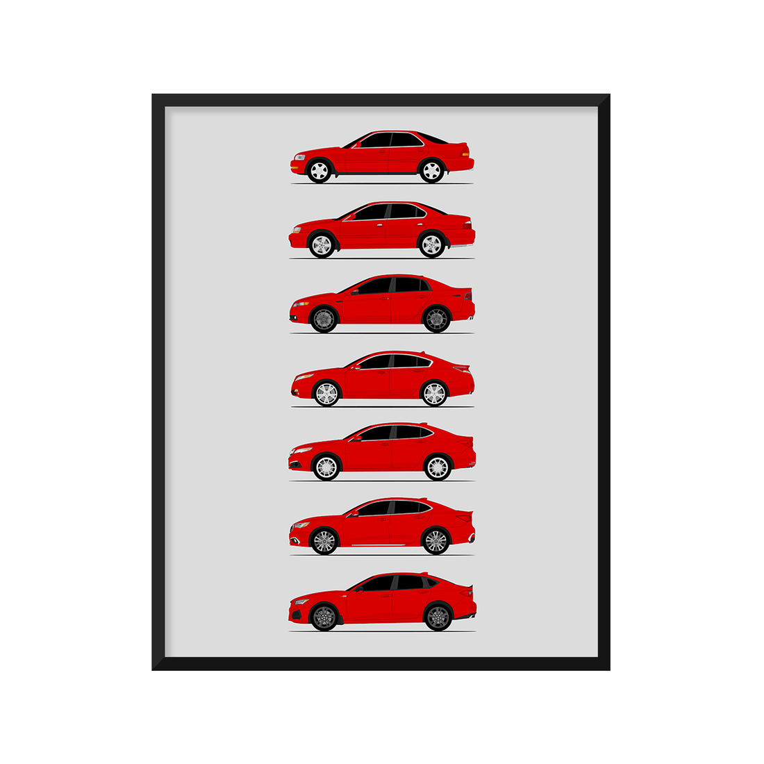 Acura TL TLX History and Evolution Poster (Side Profile)