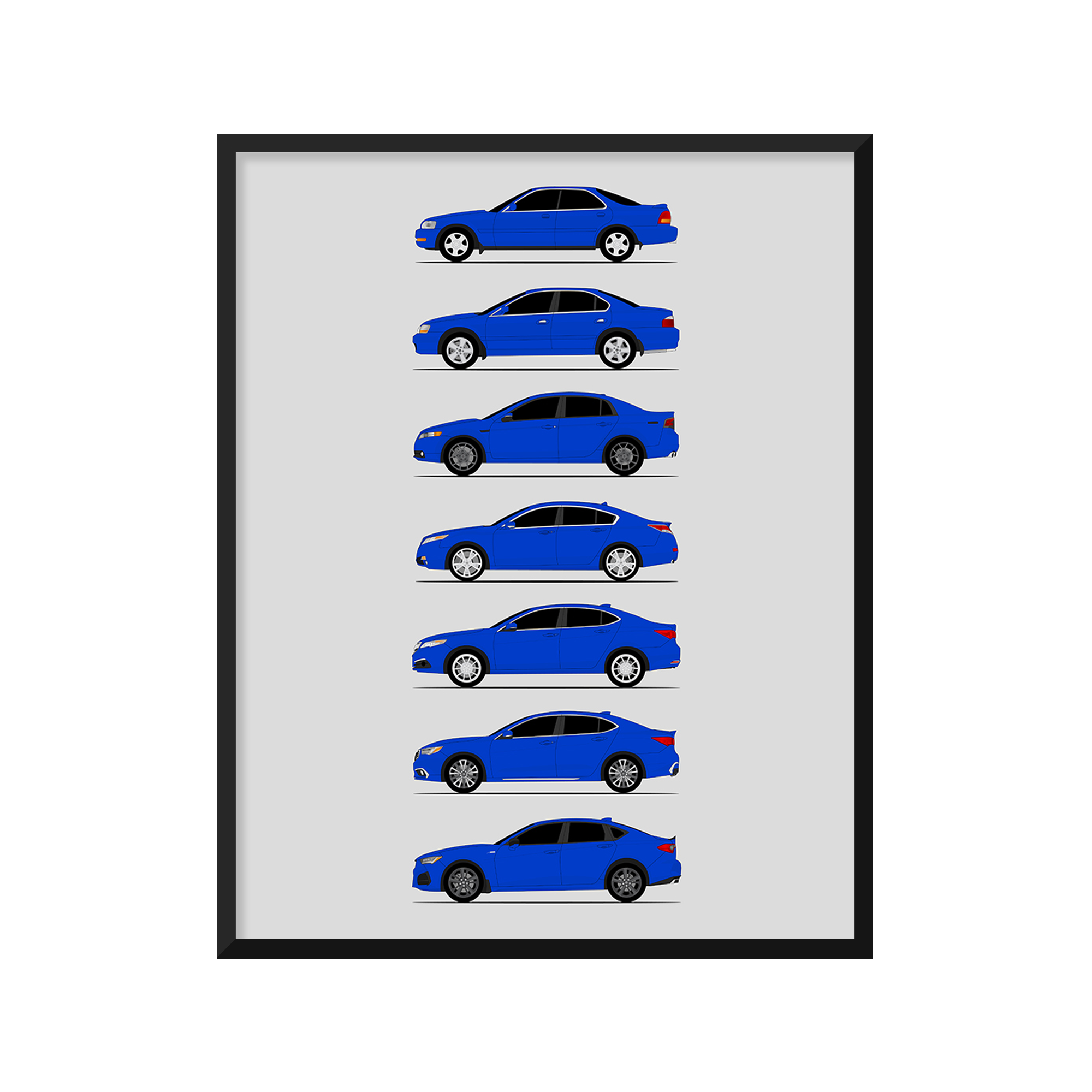 Acura TL TLX History and Evolution Poster (Side Profile)