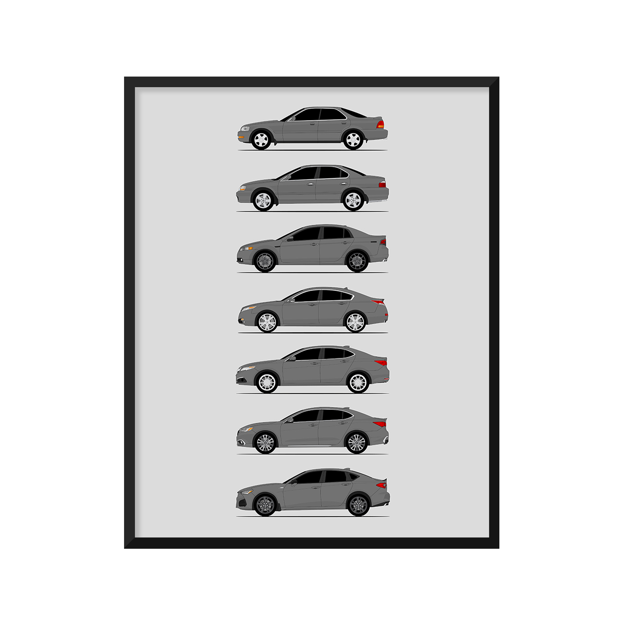 Acura TL TLX History and Evolution Poster (Side Profile)