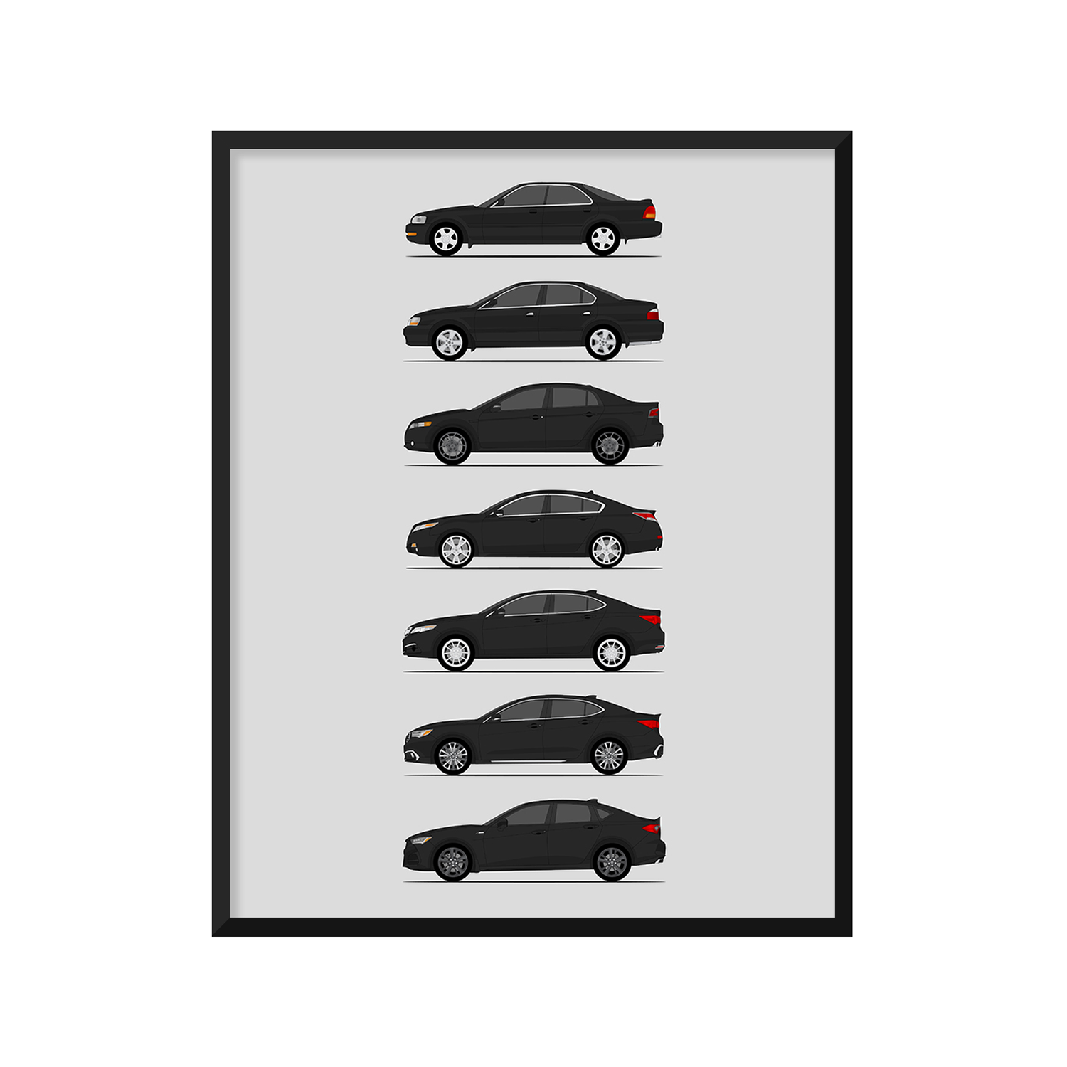 Acura TL TLX History and Evolution Poster (Side Profile)