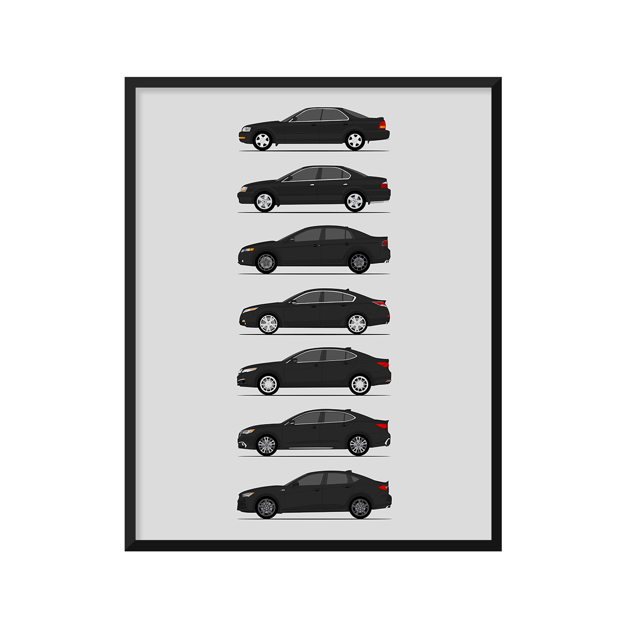 Acura TL TLX History and Evolution Poster (Side Profile)