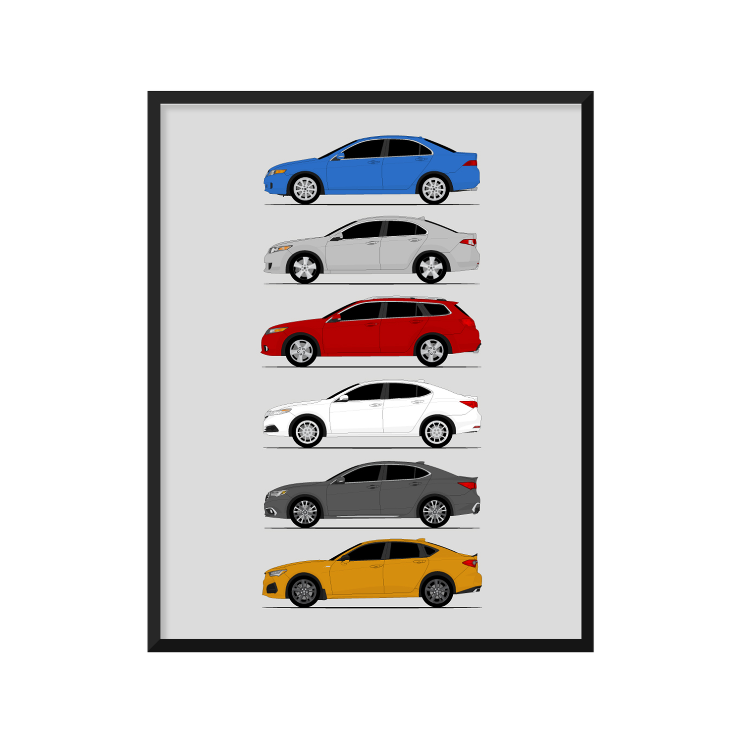 Acura TSX TLX History and Evolution Poster (Side Profile)