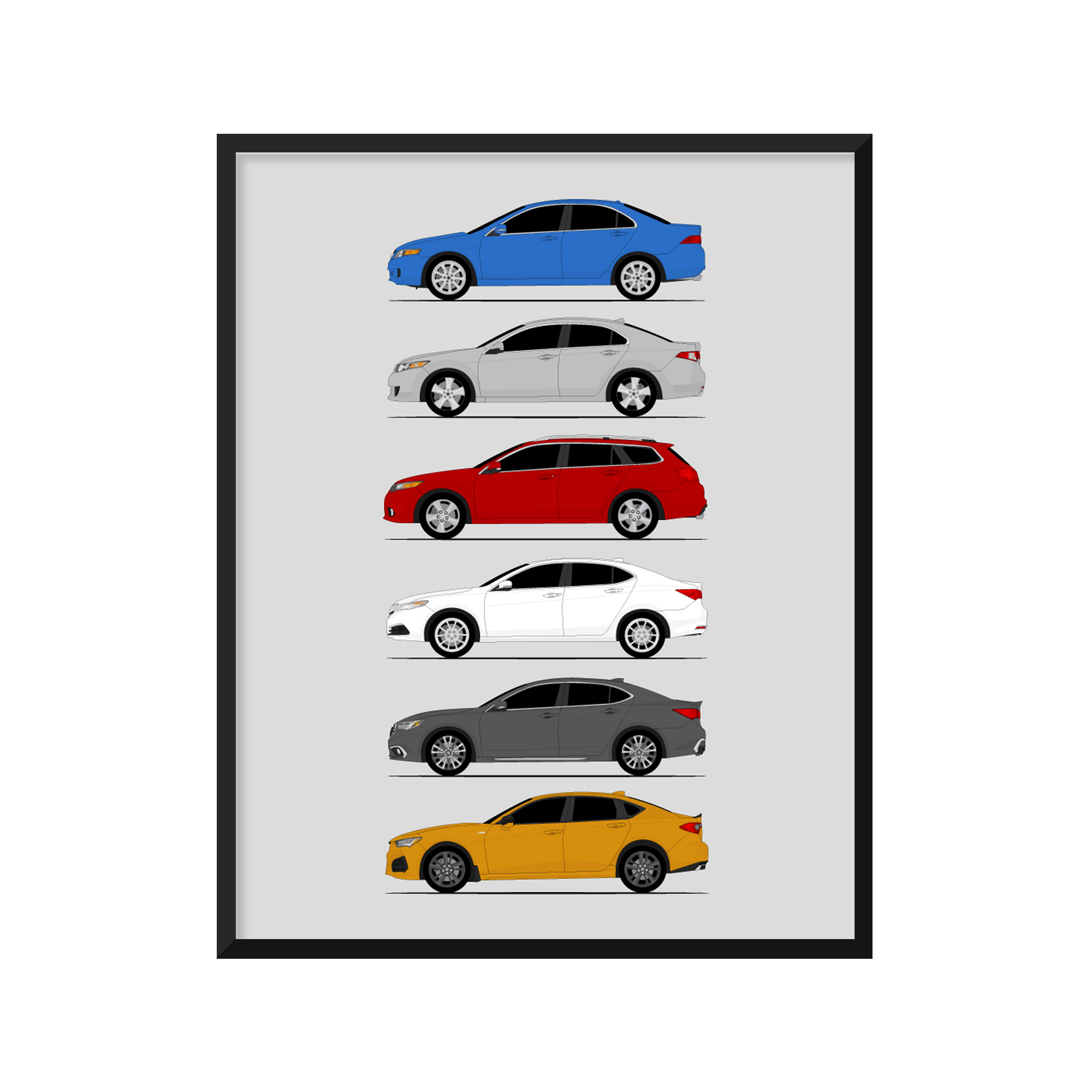 Acura TSX TLX History and Evolution Poster (Side Profile)