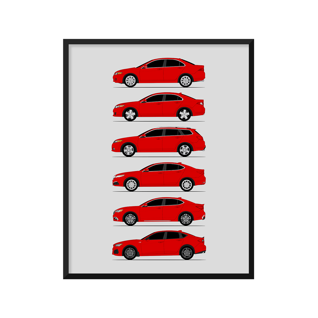 Acura TSX TLX History and Evolution Poster (Side Profile)