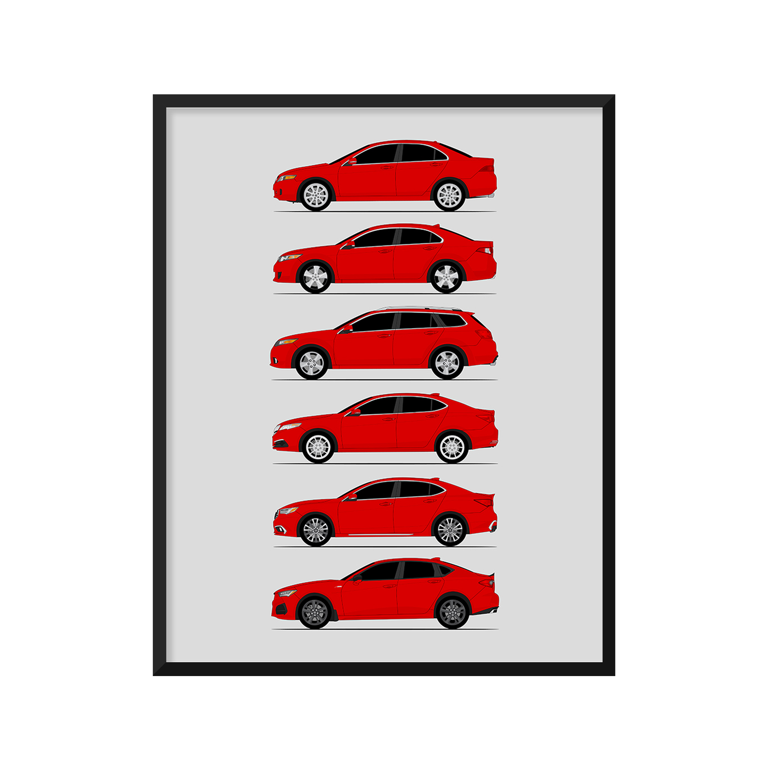 Acura TSX TLX History and Evolution Poster (Side Profile)