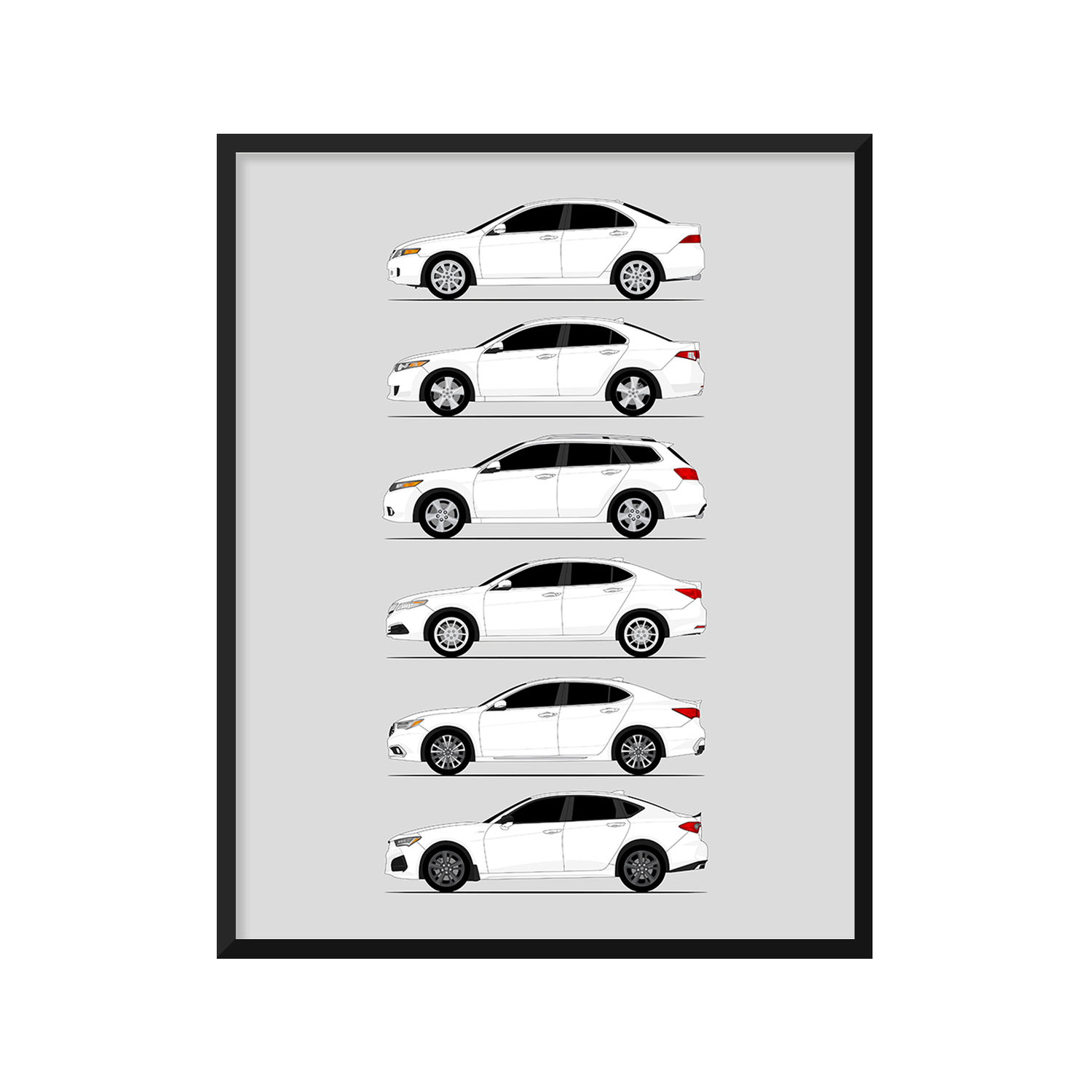 Acura TSX TLX History and Evolution Poster (Side Profile)
