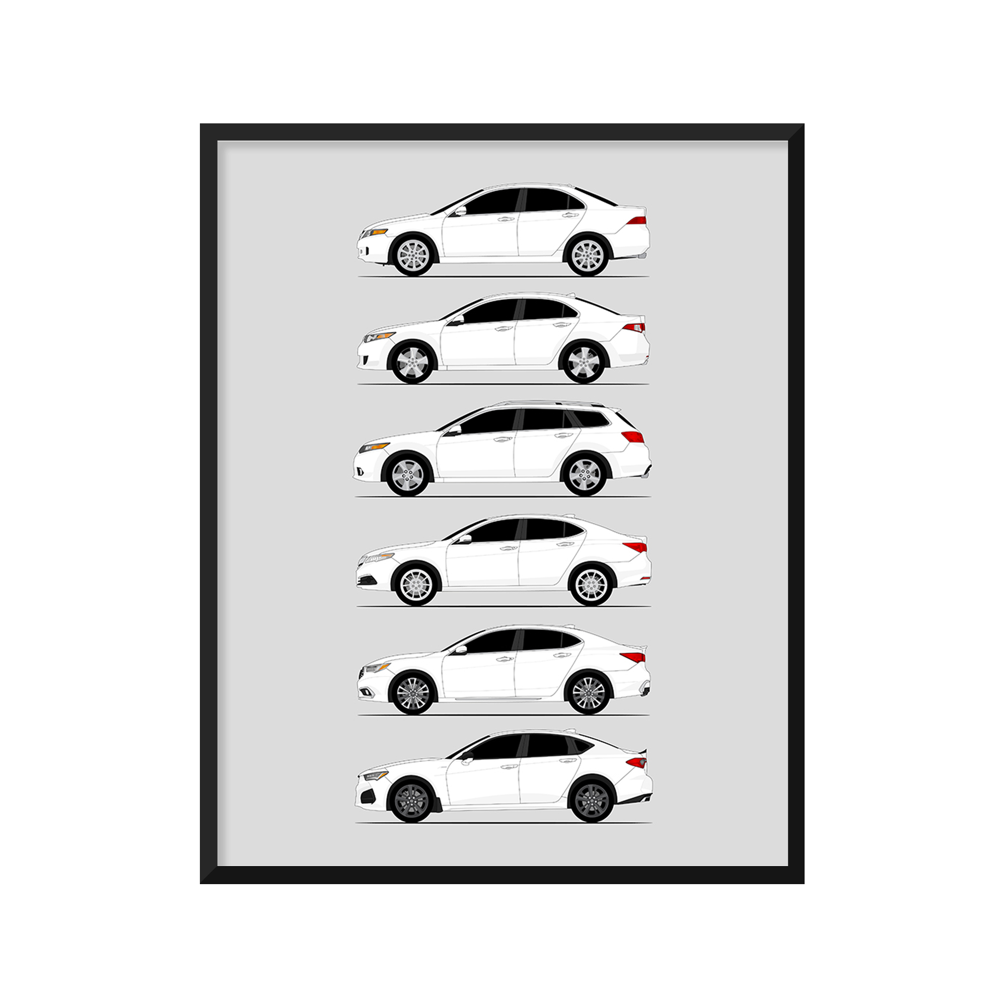 Acura TSX TLX History and Evolution Poster (Side Profile)