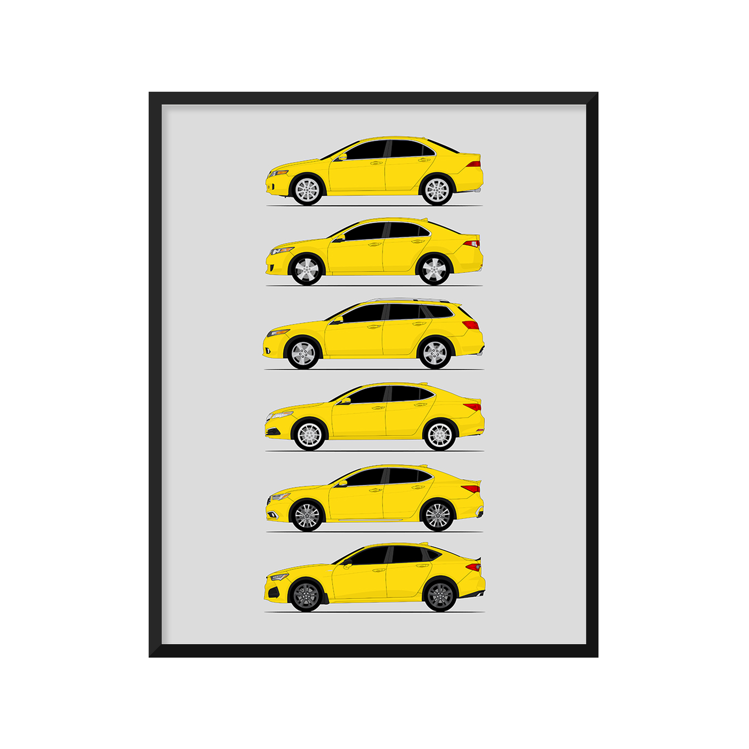 Acura TSX TLX History and Evolution Poster (Side Profile)