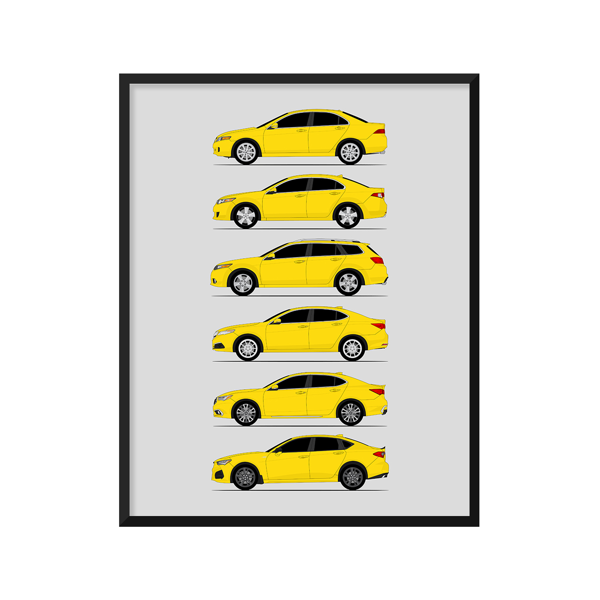 Acura TSX TLX History and Evolution Poster (Side Profile)
