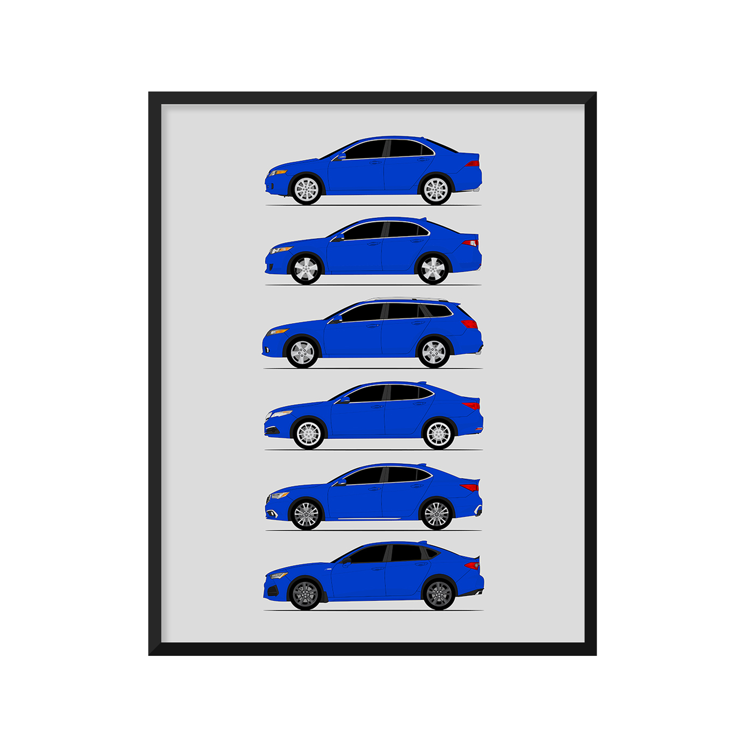 Acura TSX TLX History and Evolution Poster (Side Profile)