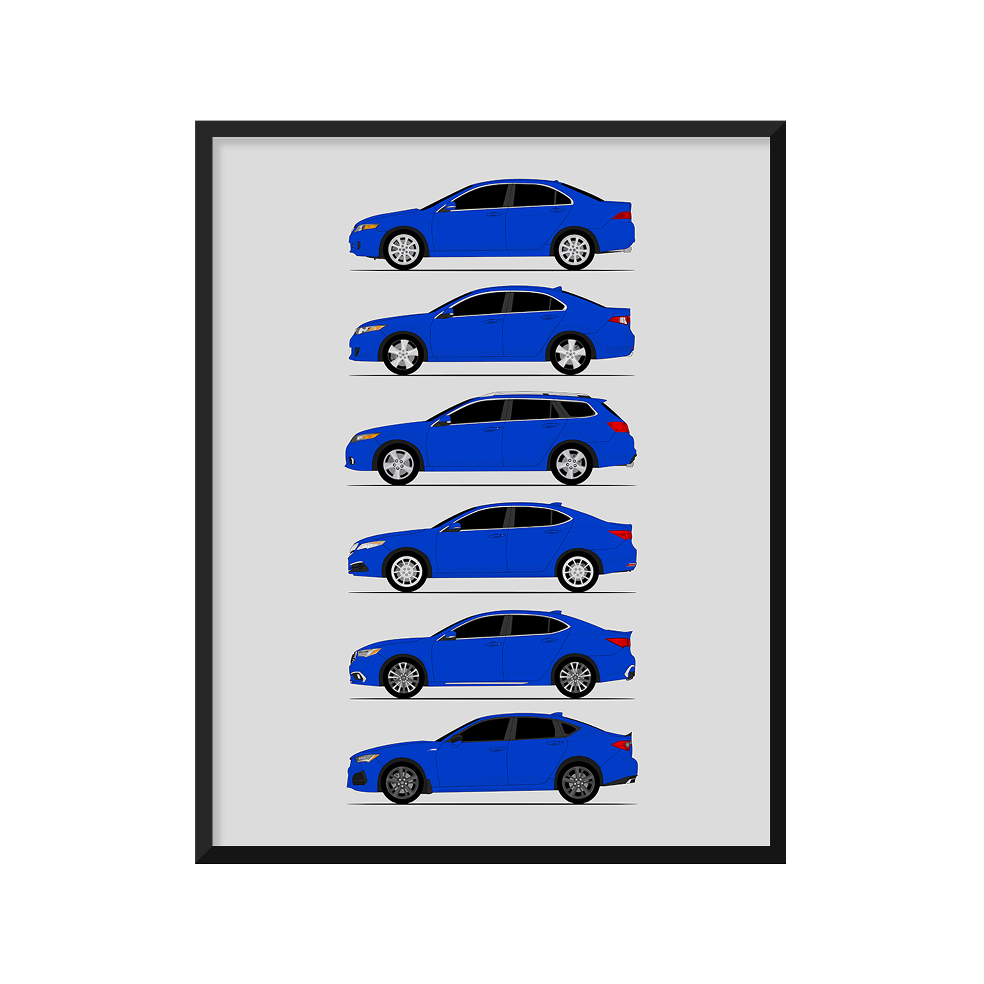 Acura TSX TLX History and Evolution Poster (Side Profile)