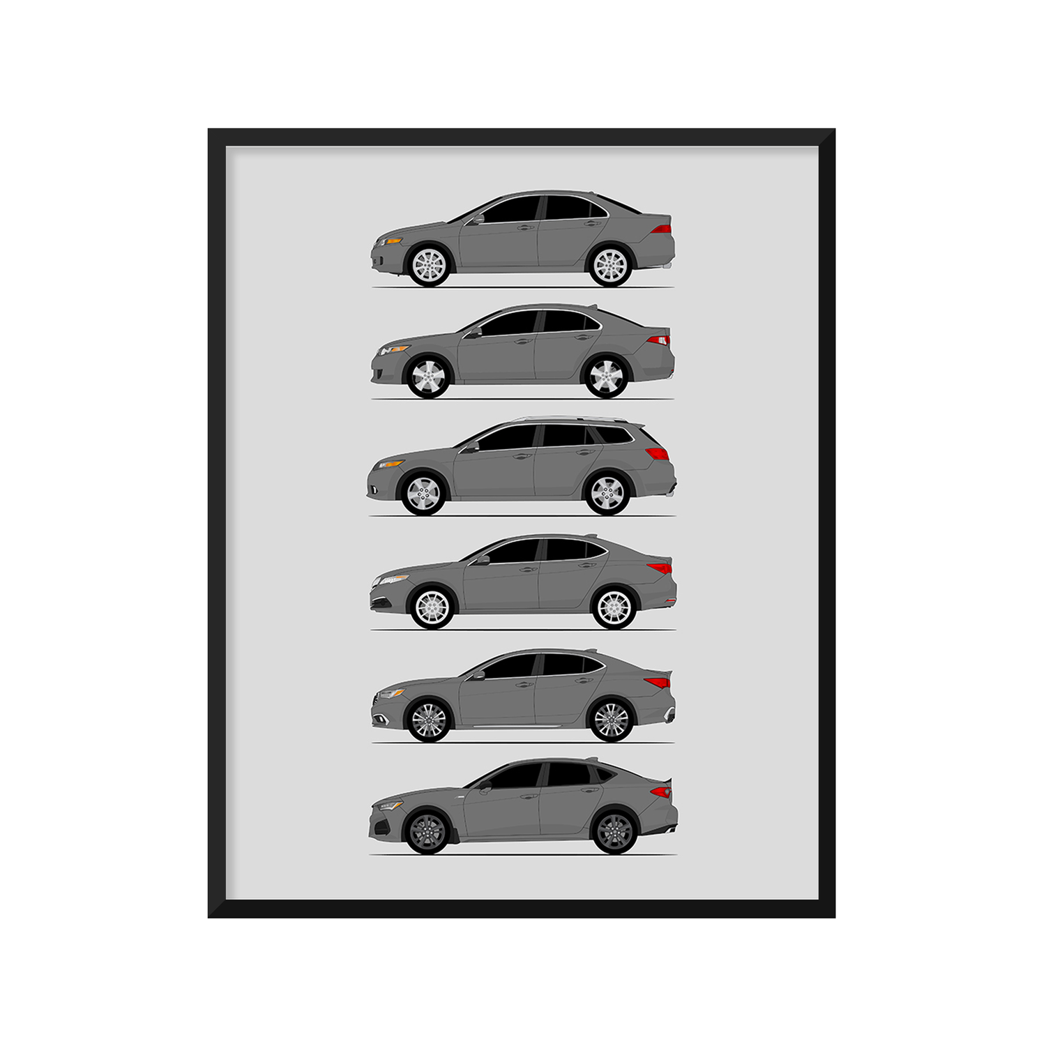 Acura TSX TLX History and Evolution Poster (Side Profile)