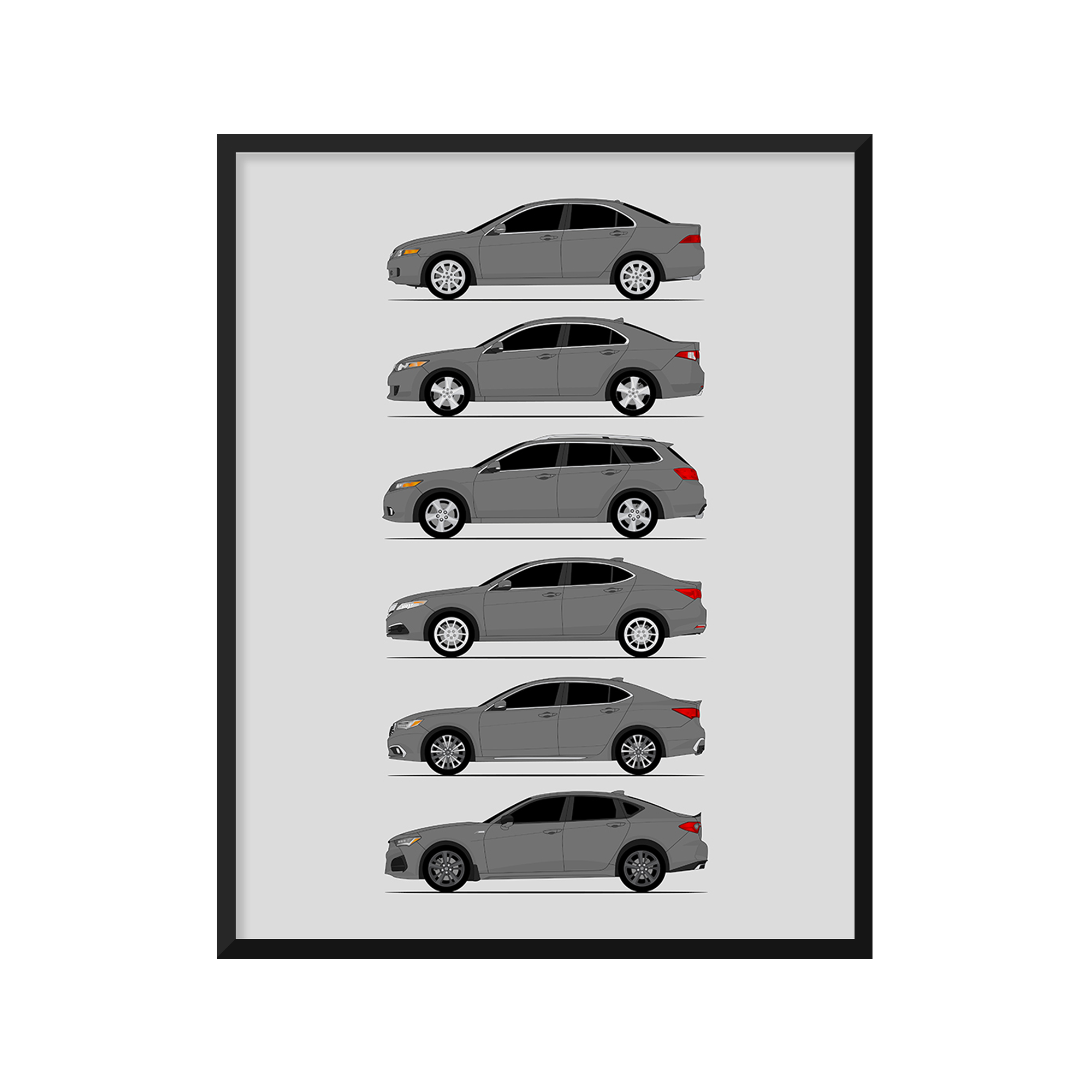 Acura TSX TLX History and Evolution Poster (Side Profile)