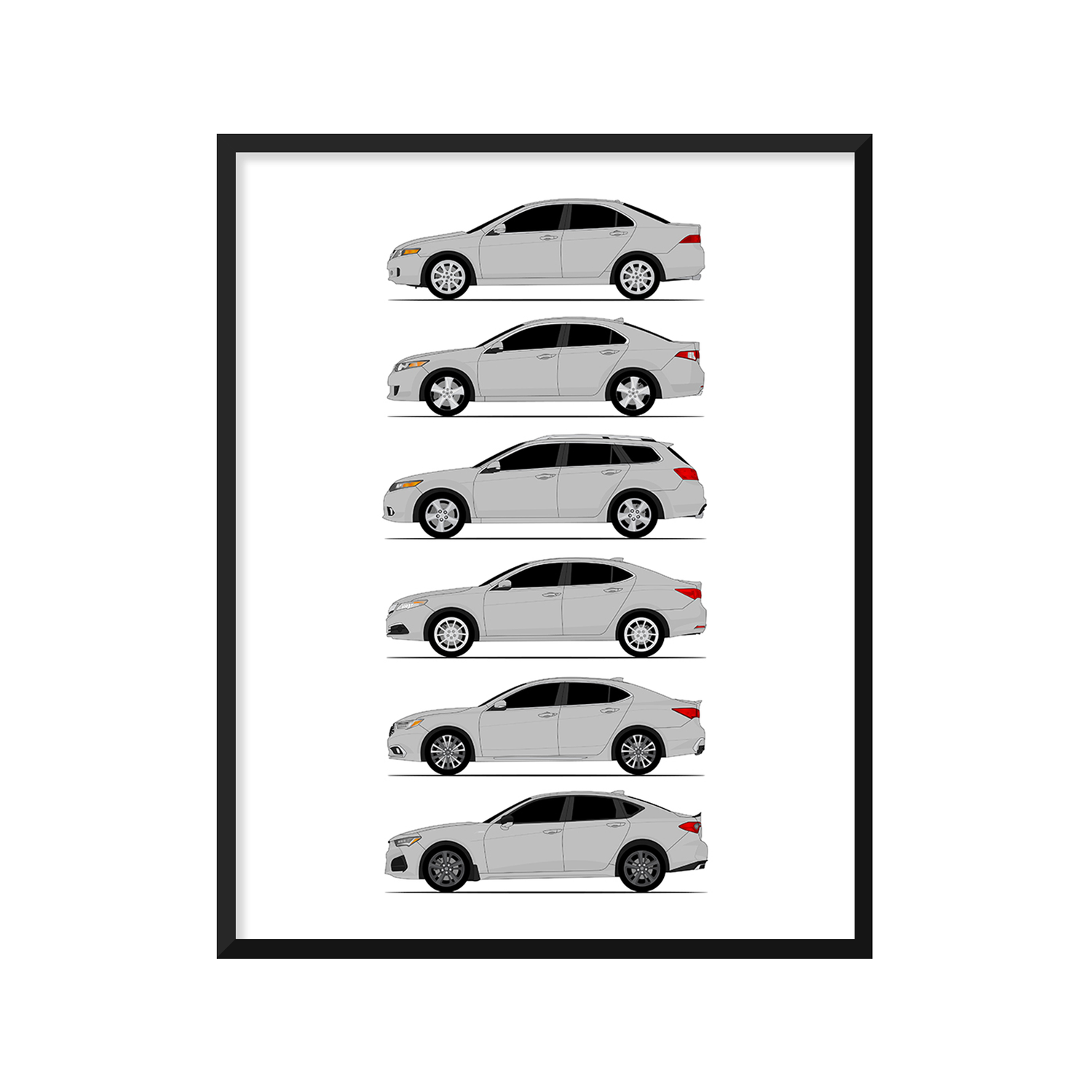 Acura TSX TLX History and Evolution Poster (Side Profile)