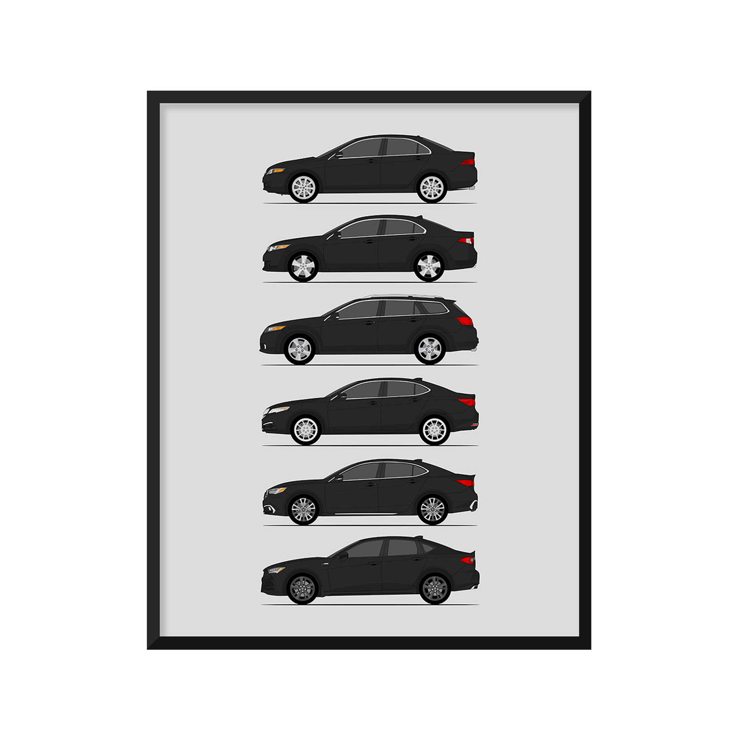 Acura TSX TLX History and Evolution Poster (Side Profile)