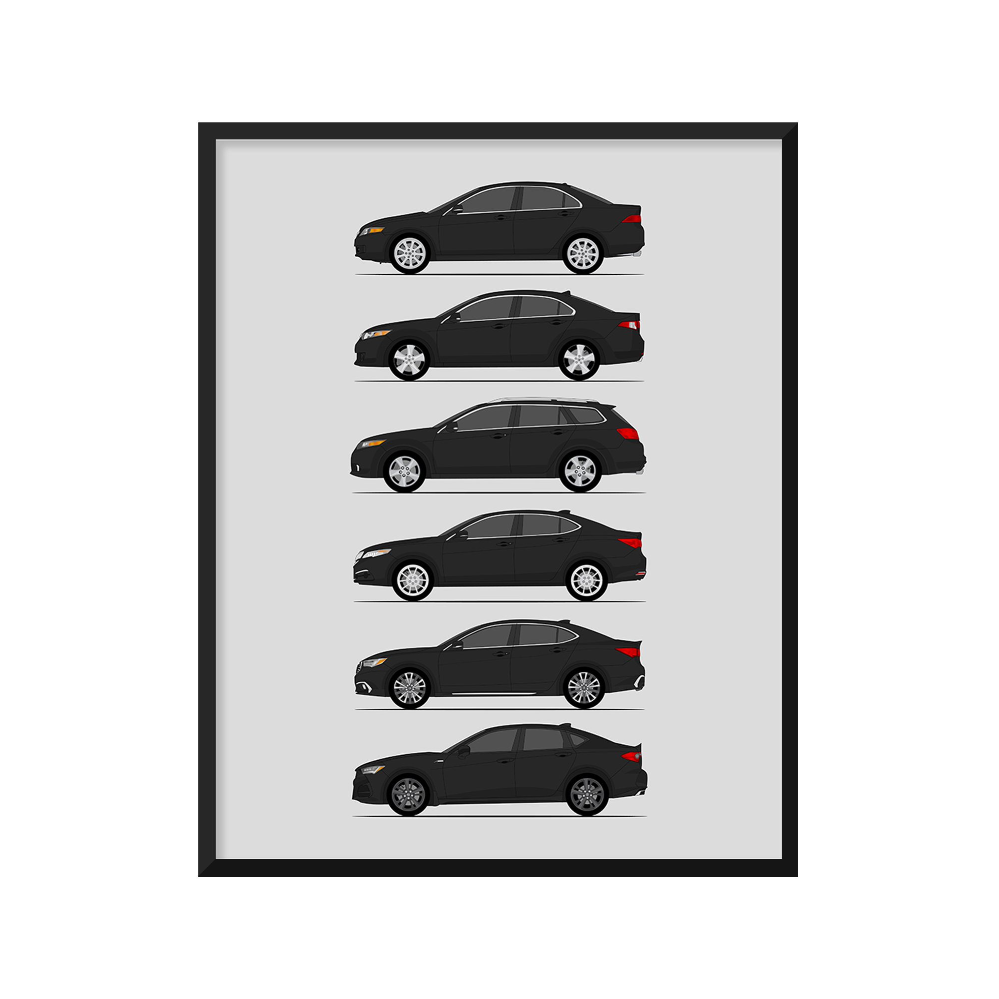 Acura TSX TLX History and Evolution Poster (Side Profile)