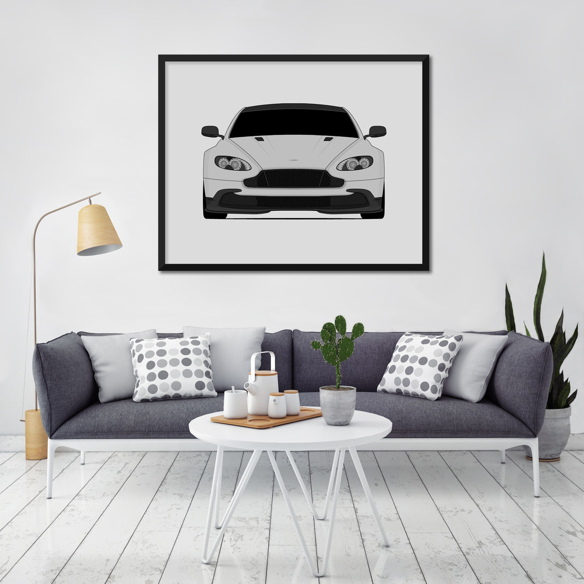 Aston Martin Vantage GT8 (2016-2017) car poster wall art in a light living room