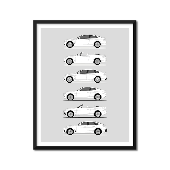 BMW 4 Series Generations History and Evolution Poster (Side Profile)