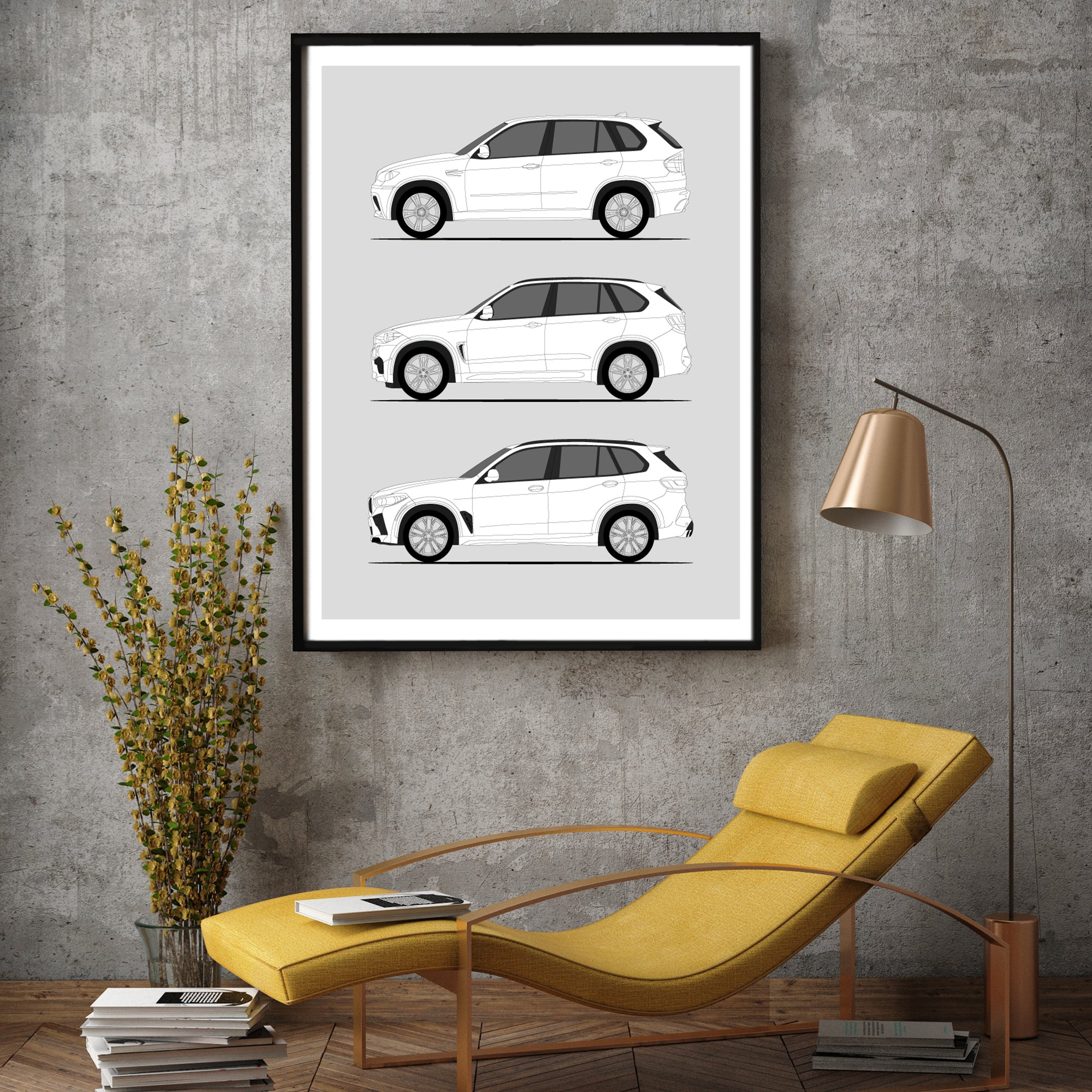 BMW X5 M Generations History and Evolution Poster (Side Profile)